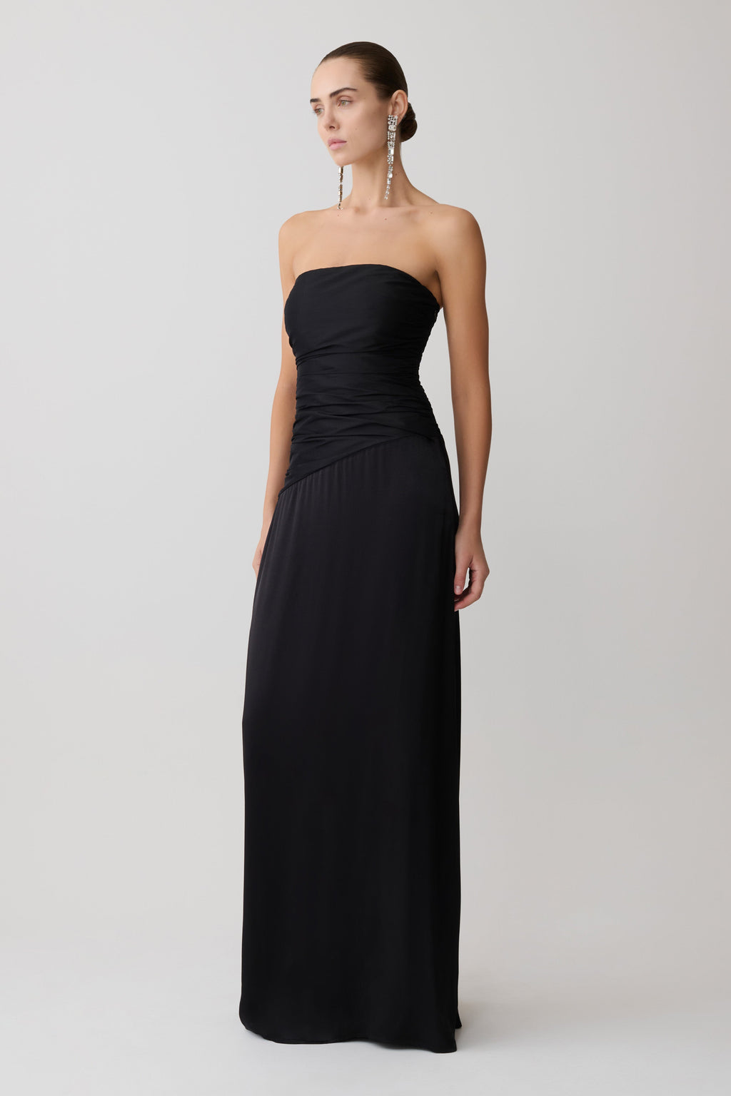 Serena Strapless Taffeta Maxi Dress - Black