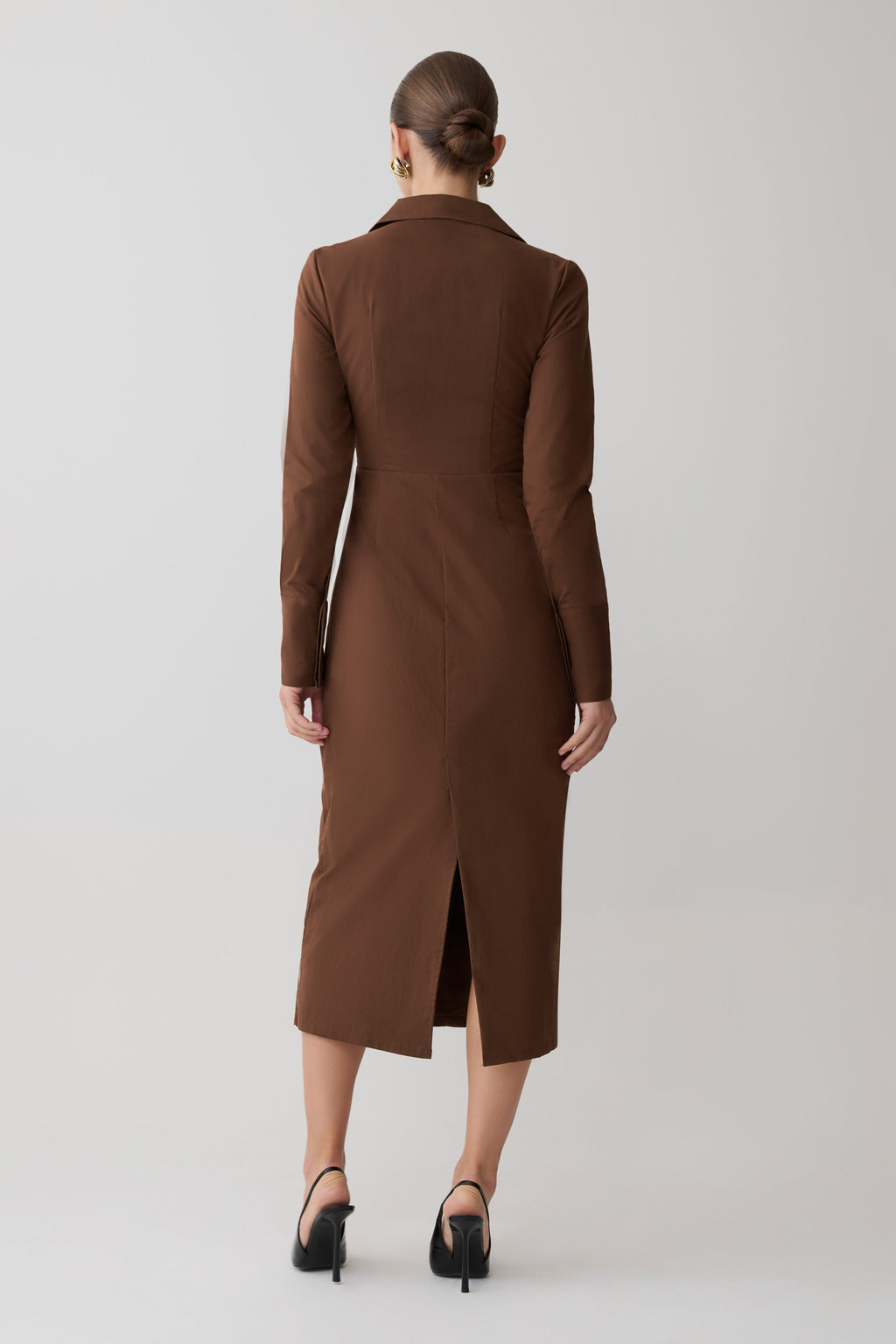 Mikaila Asymmetric Shirt Dress - Dark Chocolate
