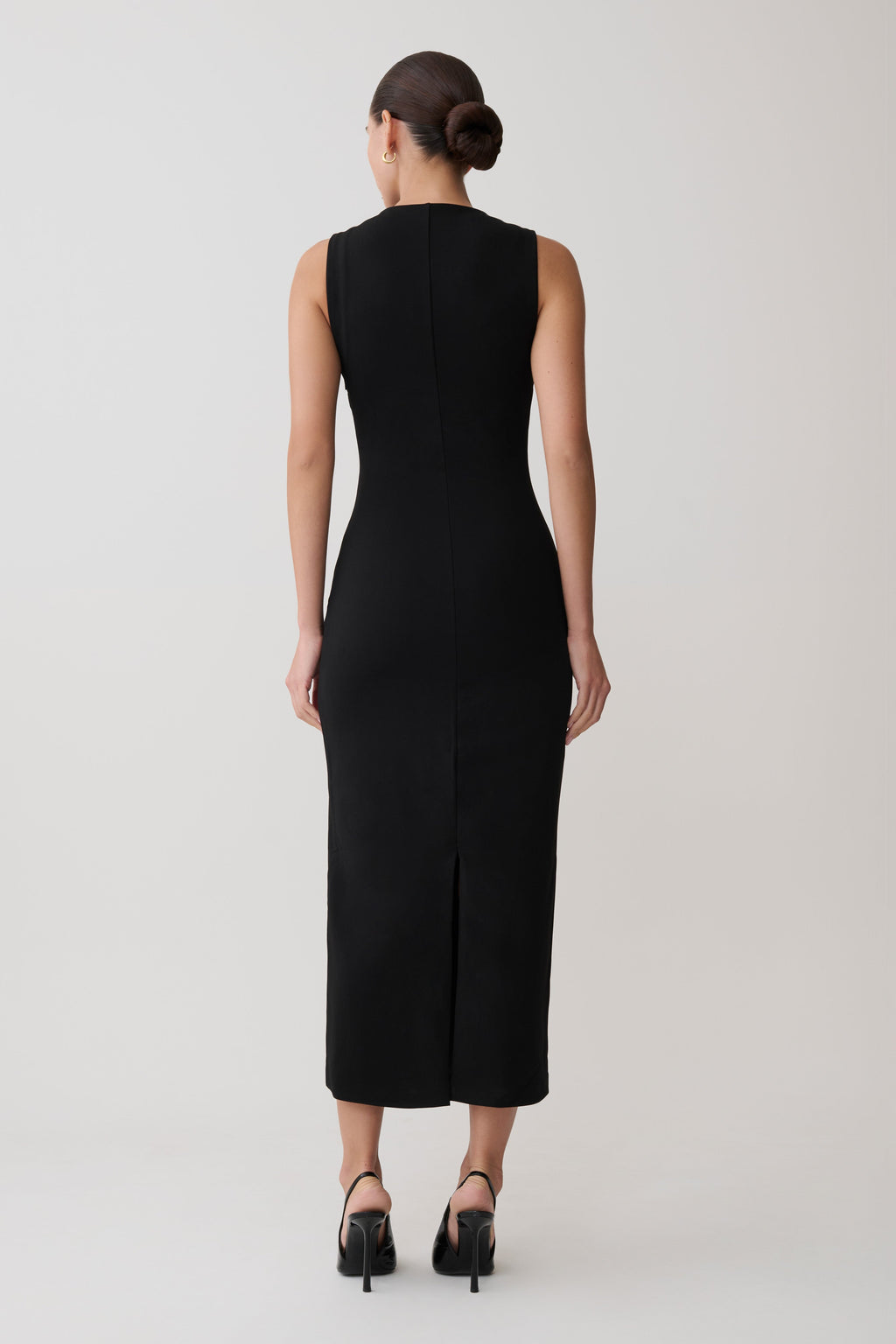 Norah Sleeveless Crepe Midi Dress - Black