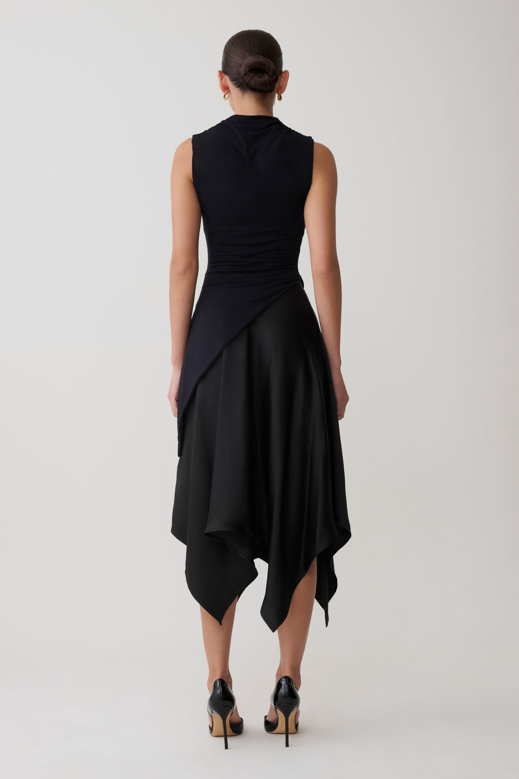 Suong High Neck Gathered Top - Black