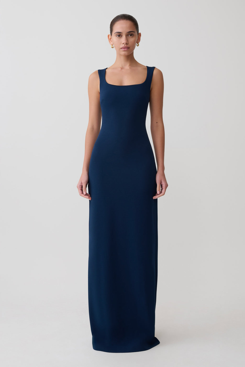 Rhea Detachable Cape Jersey Maxi Dress - Navy
