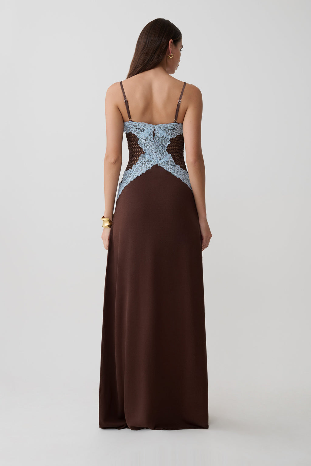 Bray Knit & Lace Maxi Dress - Chocolate/Blue