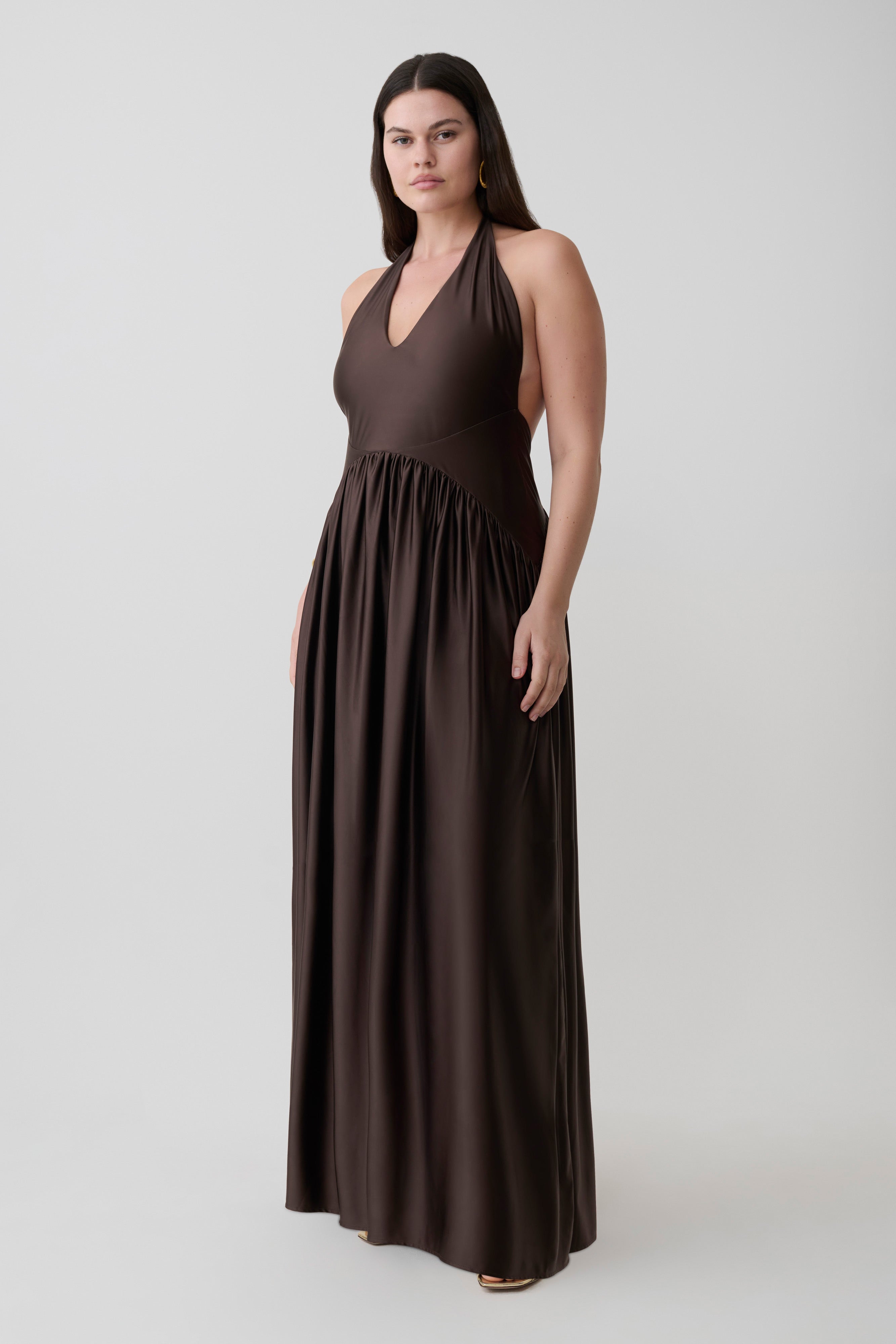 Cypress Halter Maxi Dress - Chocolate