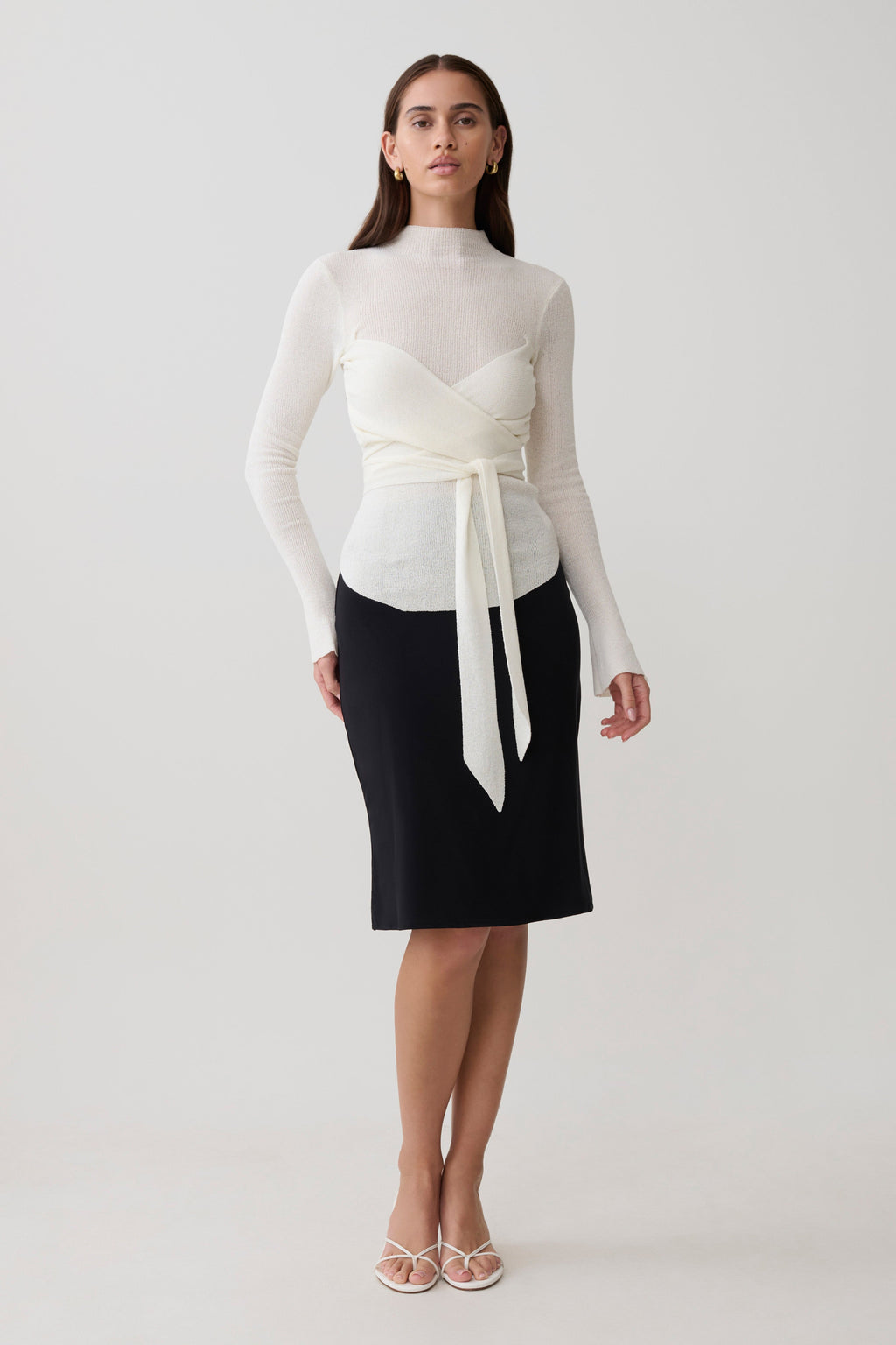 Lawson Wrap Knit Long Sleeve Top - White