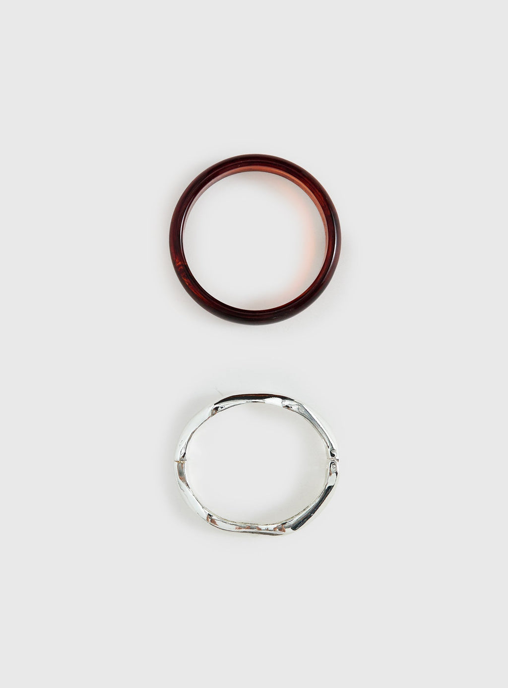 Want Your Love Resin Cuff Set Silver / Brown