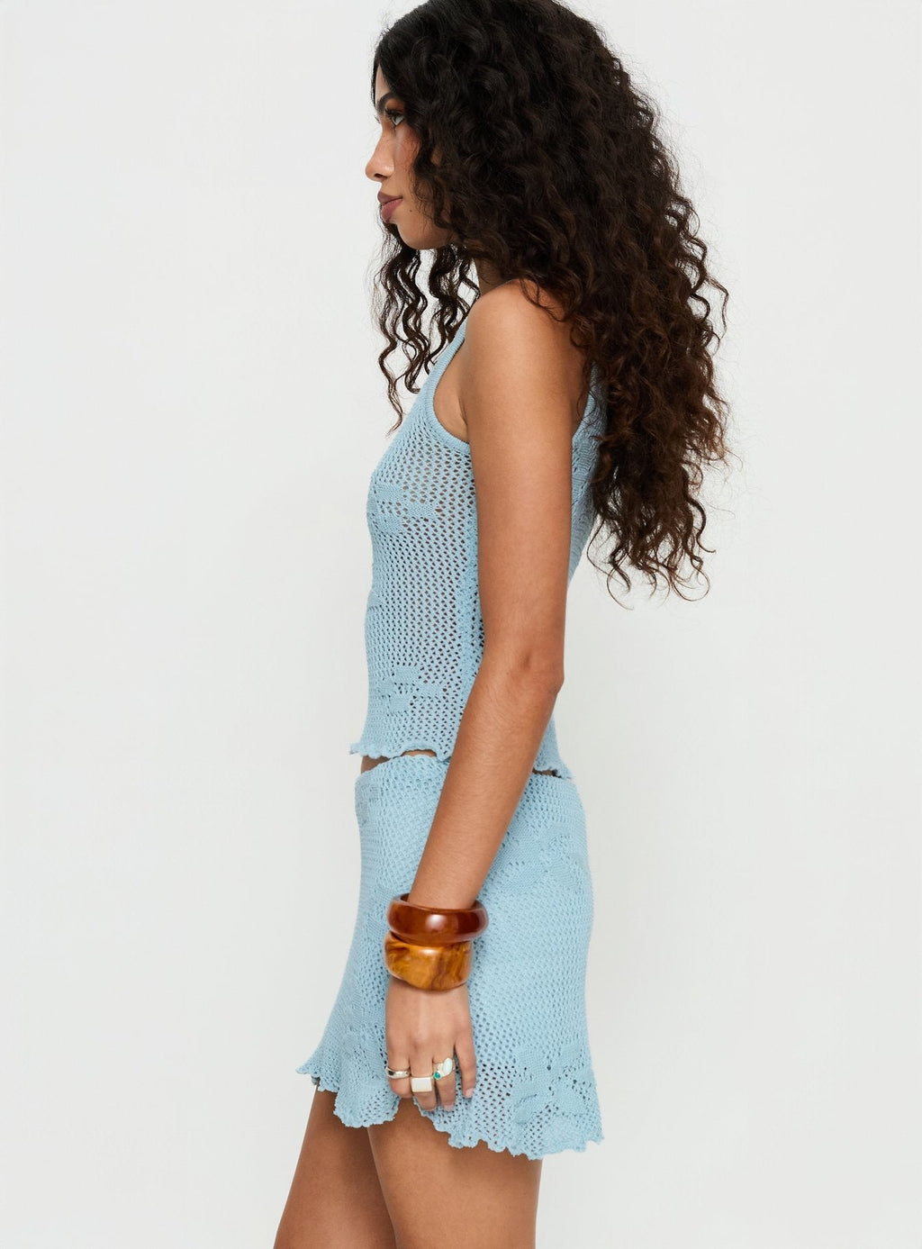 Gabriala Crochet Mini Skirt Blue