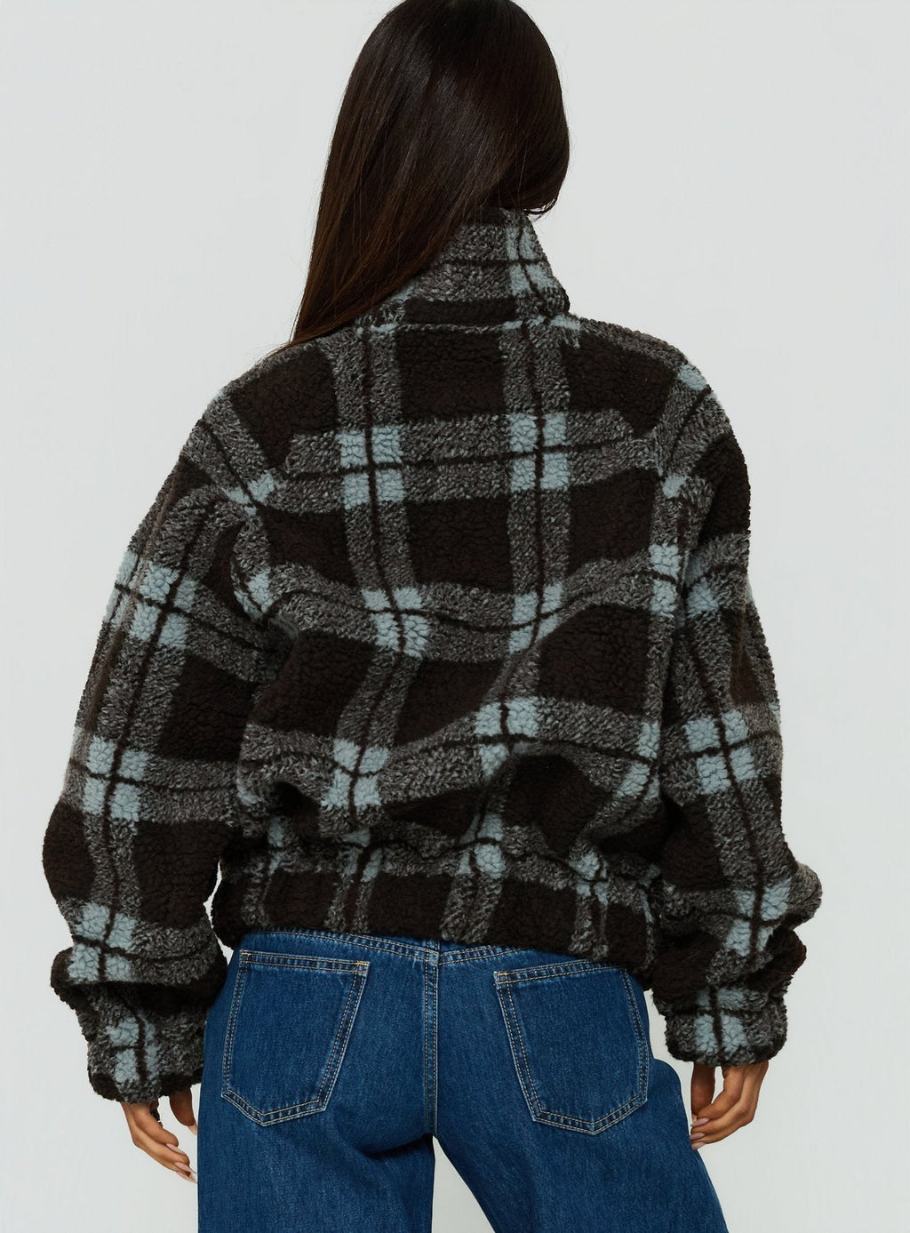 Volition Polar Fleece Jacket Brown / Blue Check
