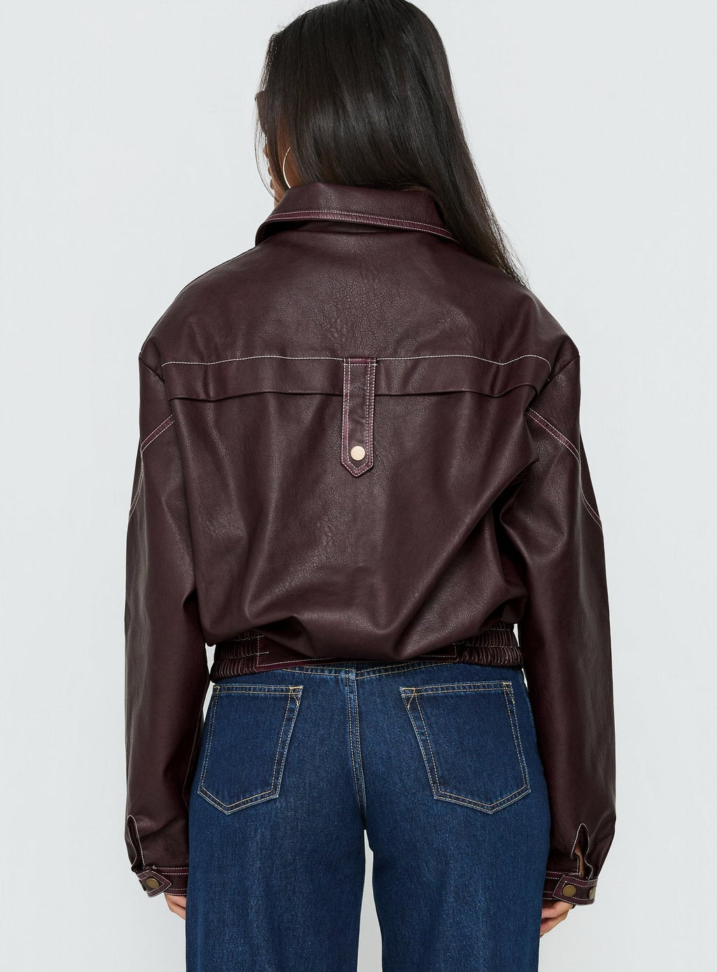 Jaxton Faux Leather Jacket Burgundy