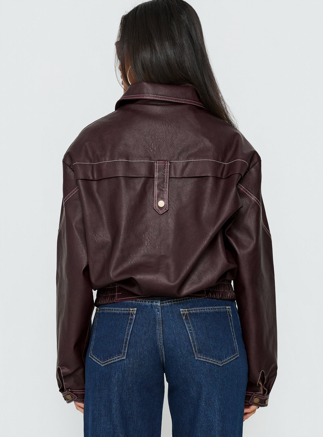 Jaxton Faux Leather Jacket Burgundy