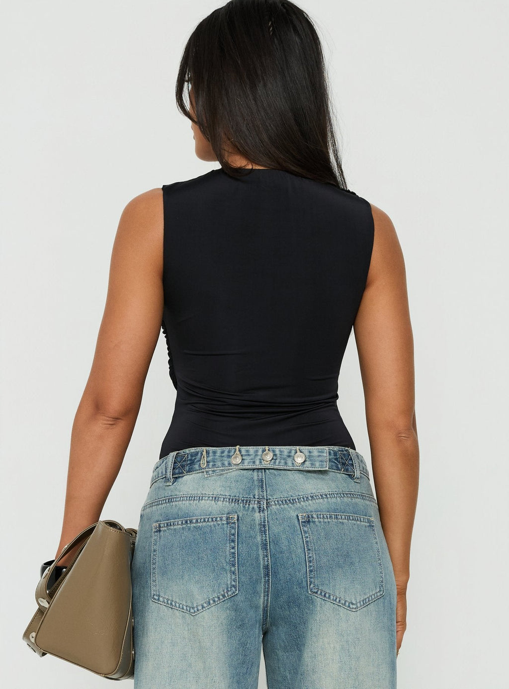 Ravennah Draped Bodysuit Black