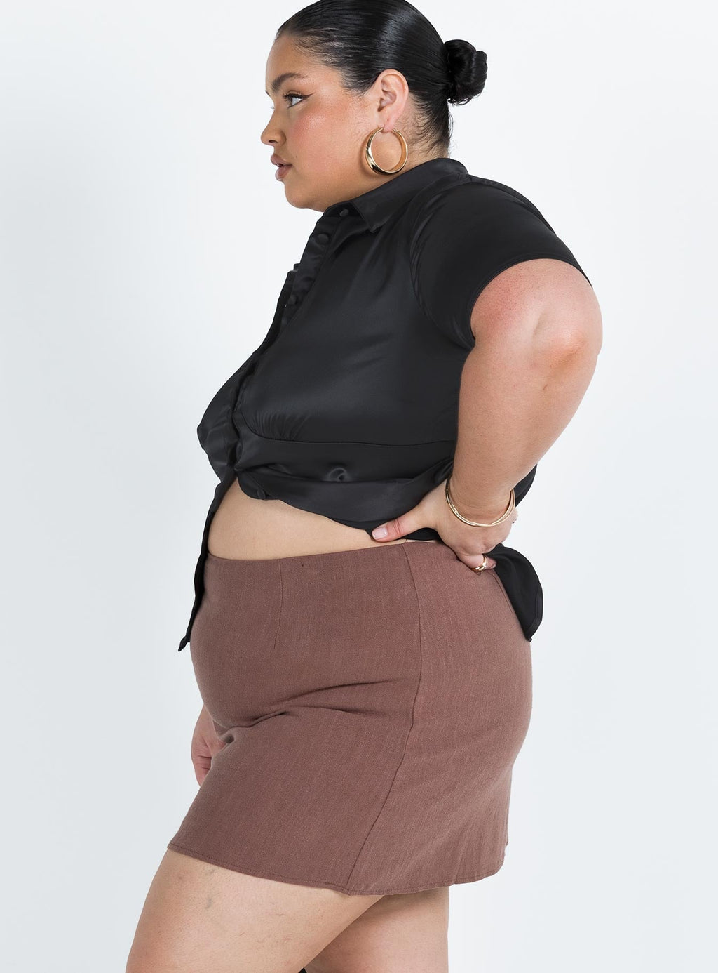 Selby Mini Skirt Brown Curve
