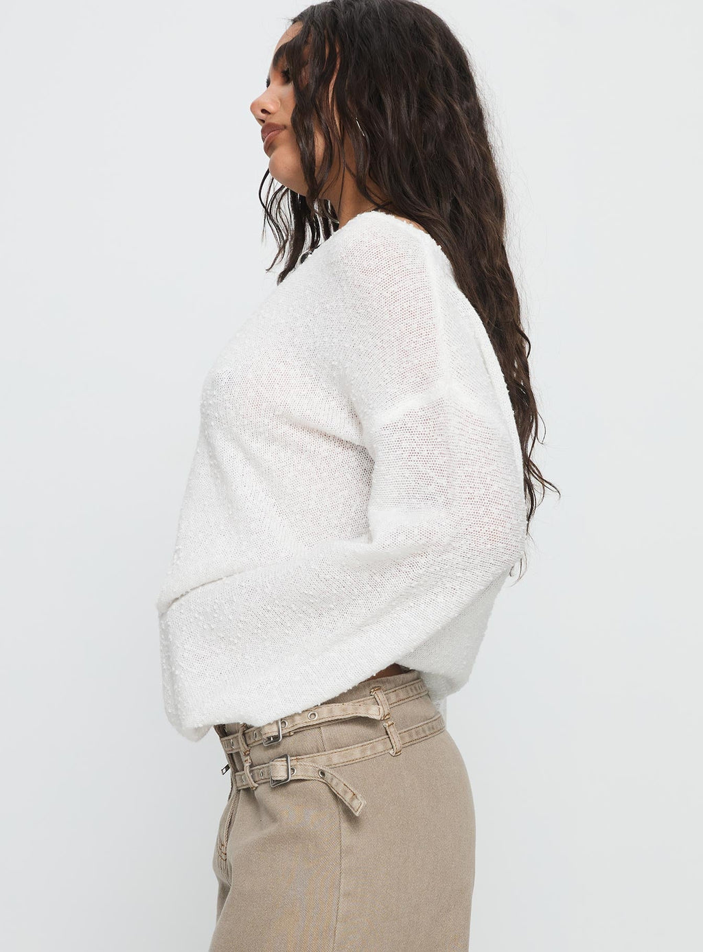 Riala Off Shoulder Knit Sweater White