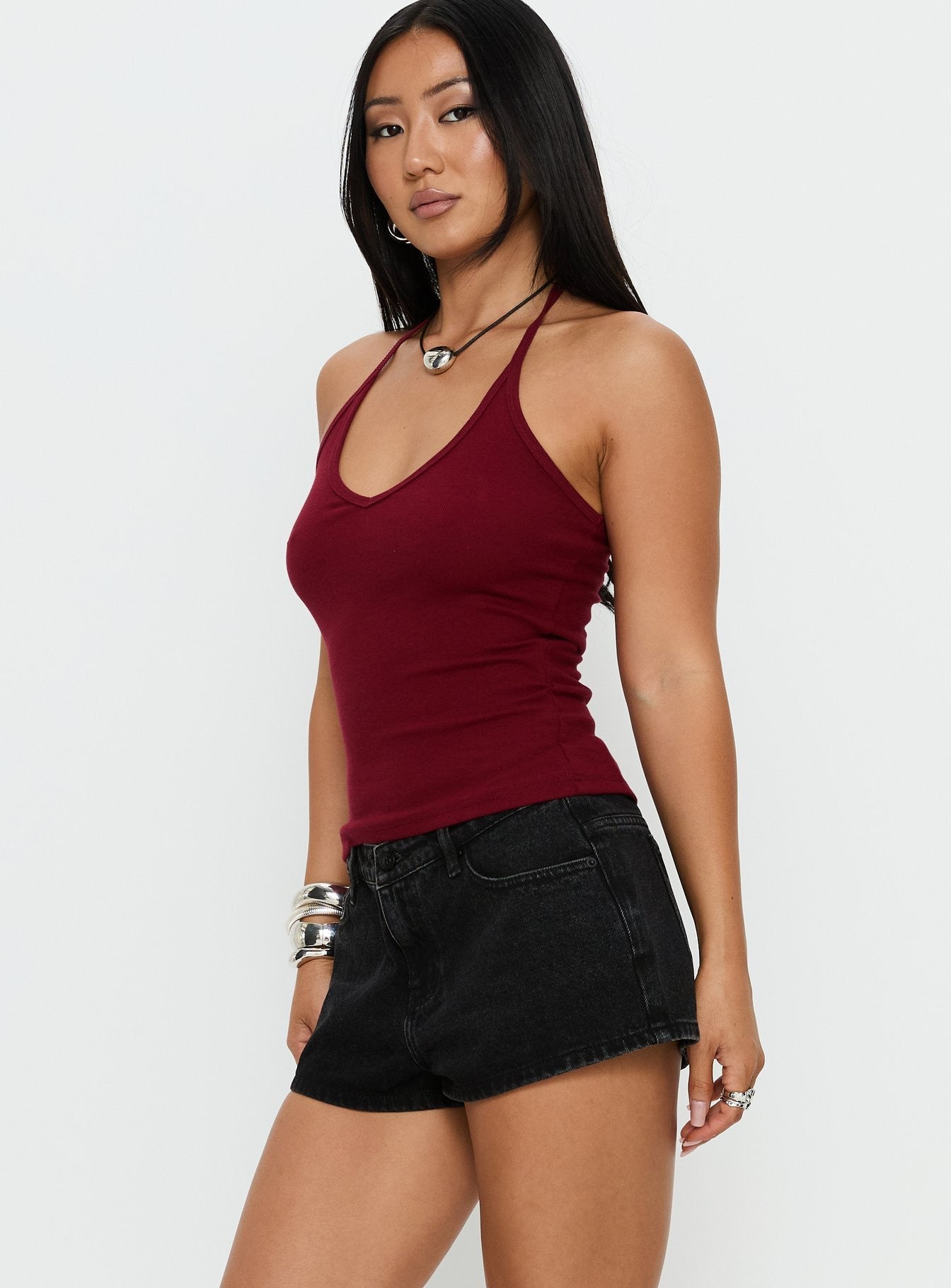 Dreamful Low Rise Mini Denim Shorts Washed Black