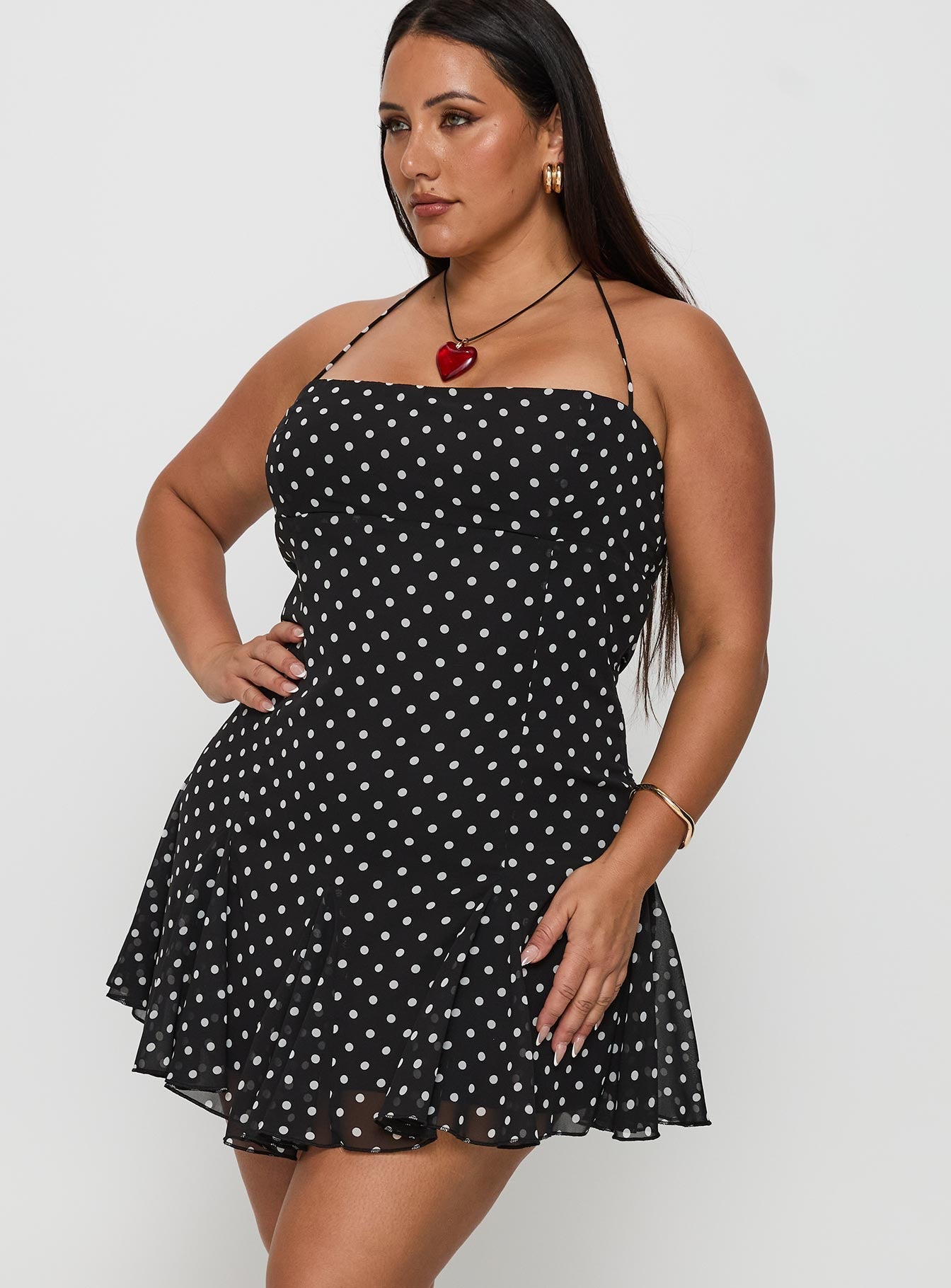 Delamere Mini Dress Black / White Polka Dot Curve