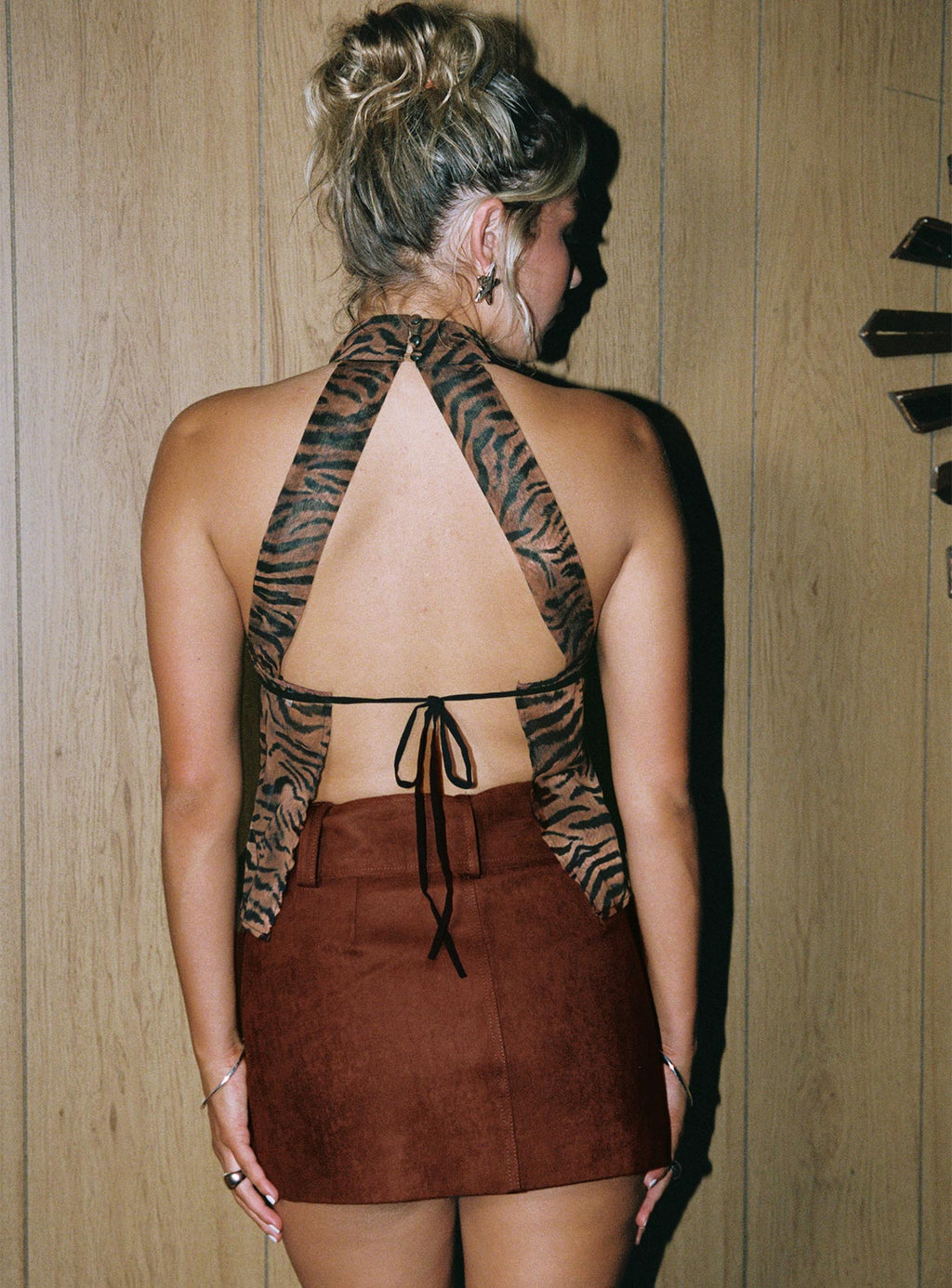 Movita Belted Mini Skirt Brown