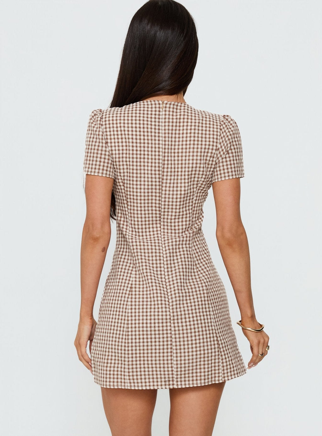Loveliness Playsuit Brown Check Petite