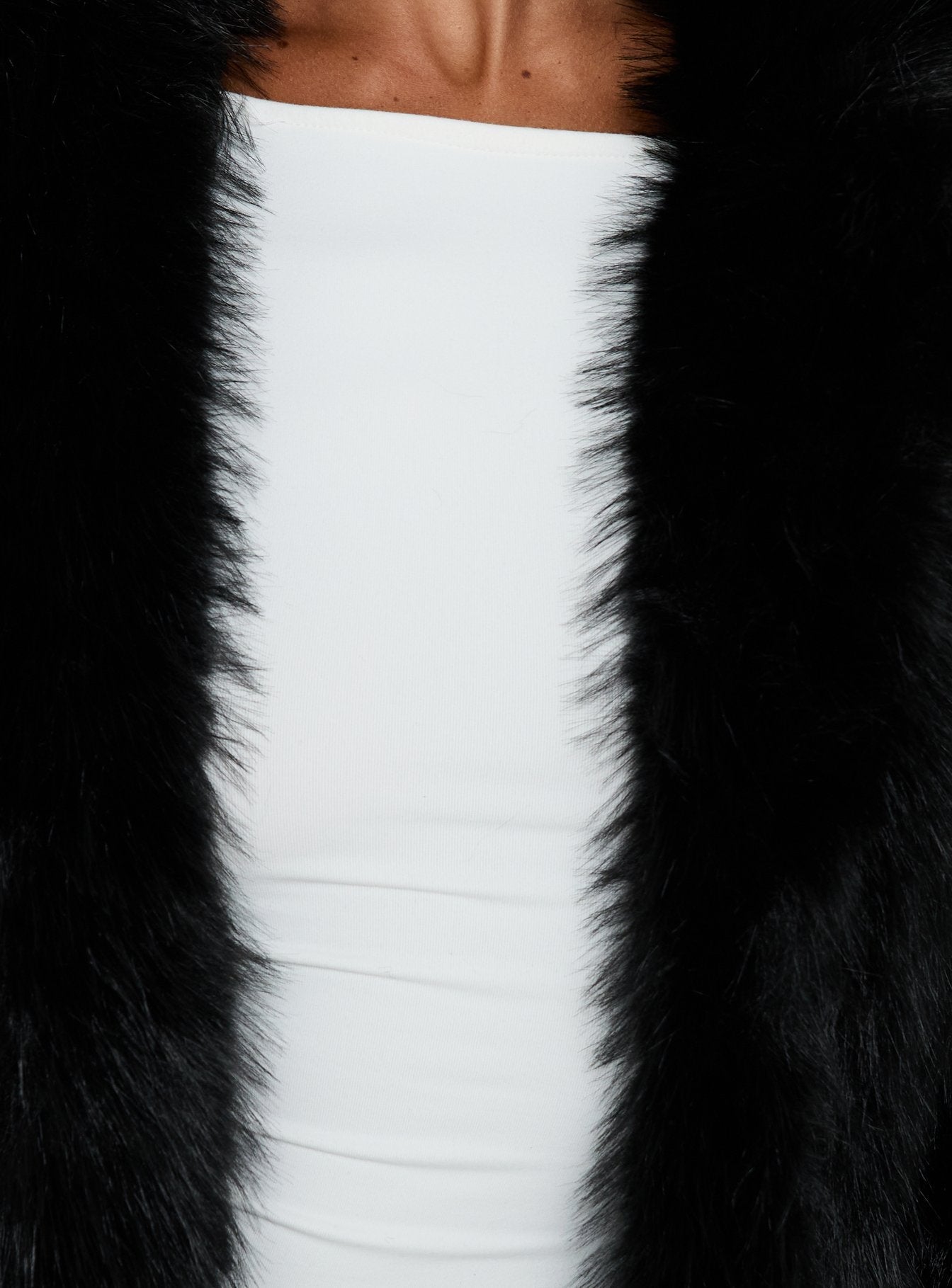 Super Trouper Faux Fur Jacket Black