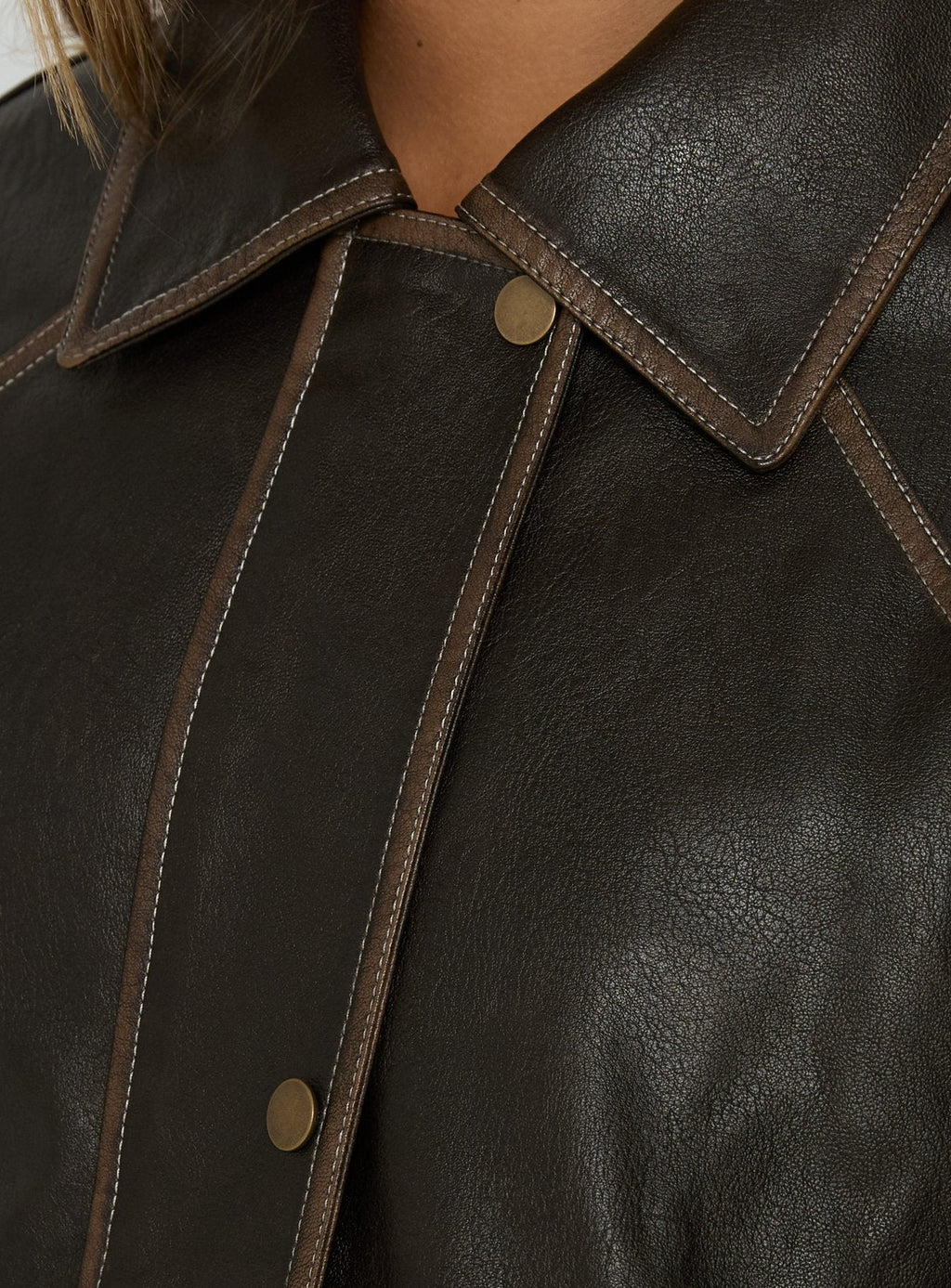 Jaxton Faux Leather Jacket Brown