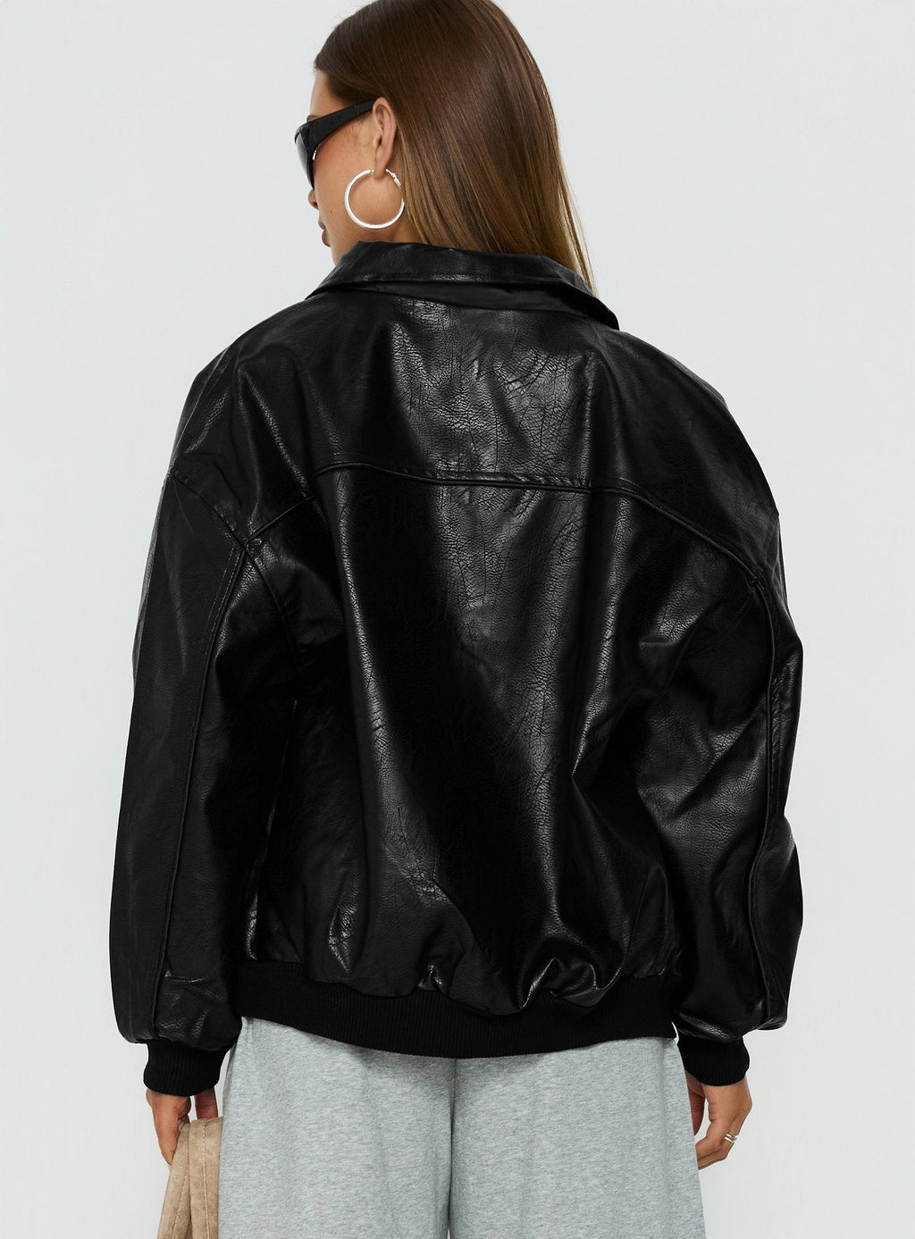 Goldsmith Faux Leather Bomber Jacket Black Petite