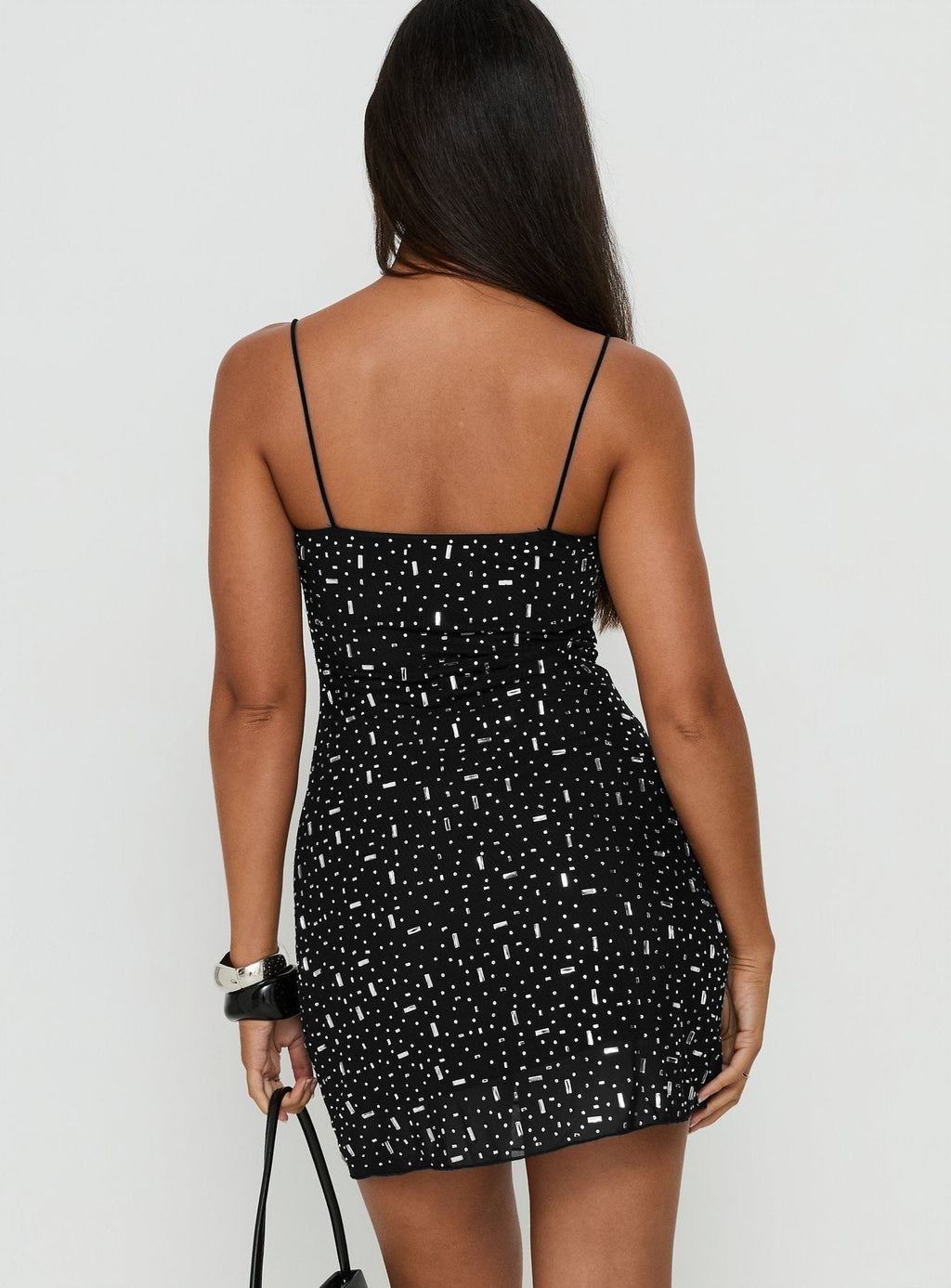 Anestassia Embellished Mini Dress Black