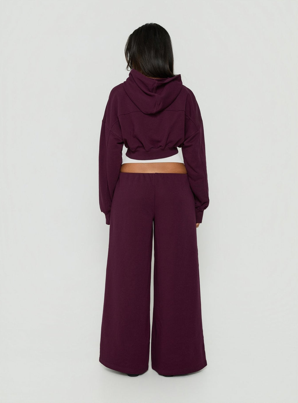Kaeya Fleece Wide Leg Low Rise Pants Plum