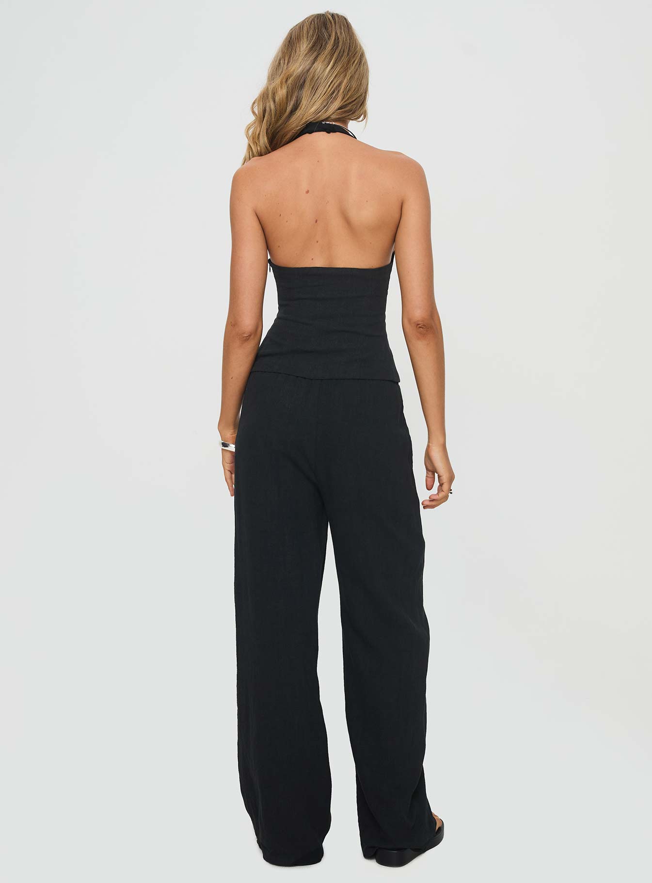 Felipe Linen Blend Pants Black
