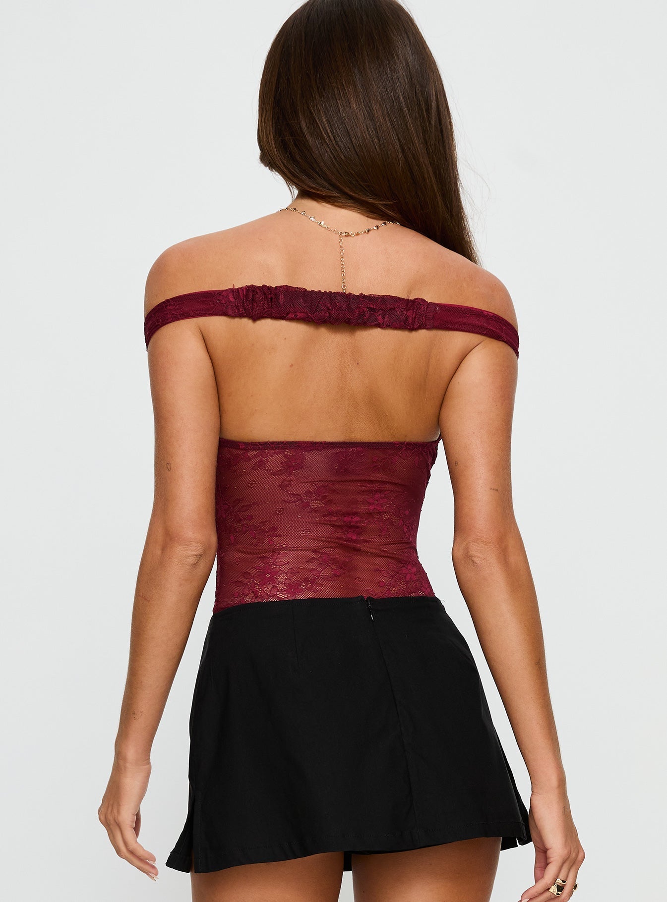 Kaitlen Sheer Bodysuit Maroon
