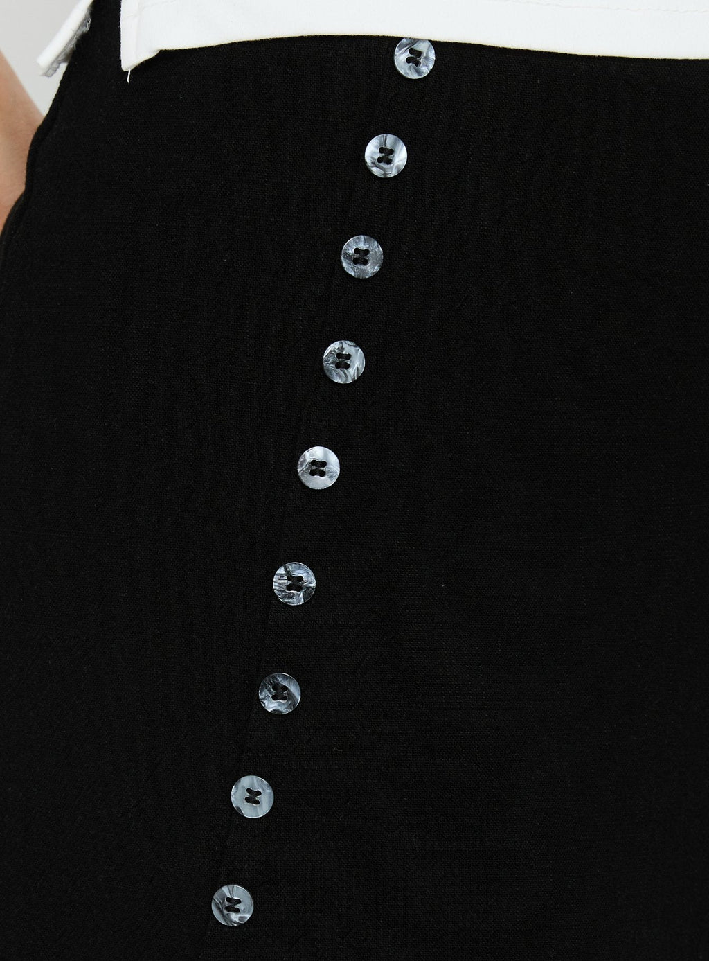 Leonelle Asymmetrical Button Mini Skirt Black