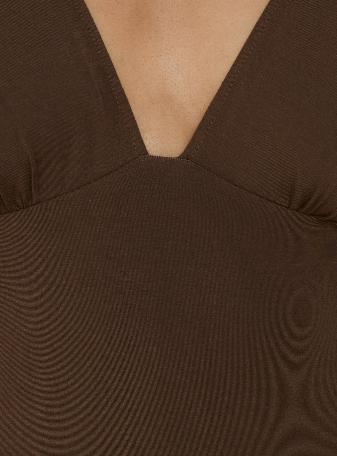 Yevenna Batwing Plunge Bodysuit Chocolate