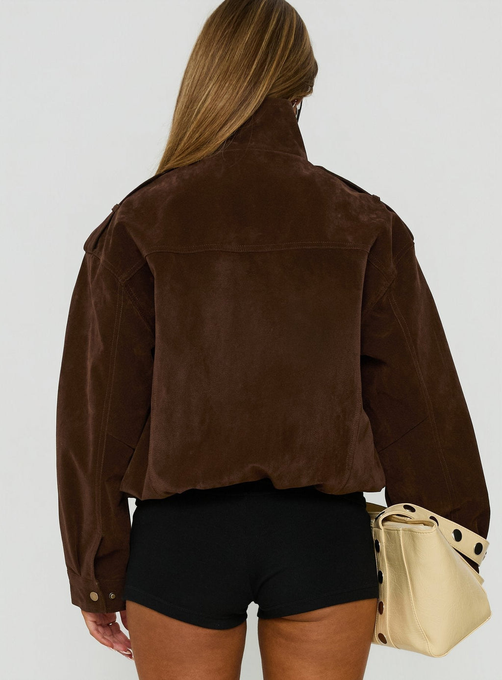 Double Life Funnel Neck Cargo Jacket Chocolate