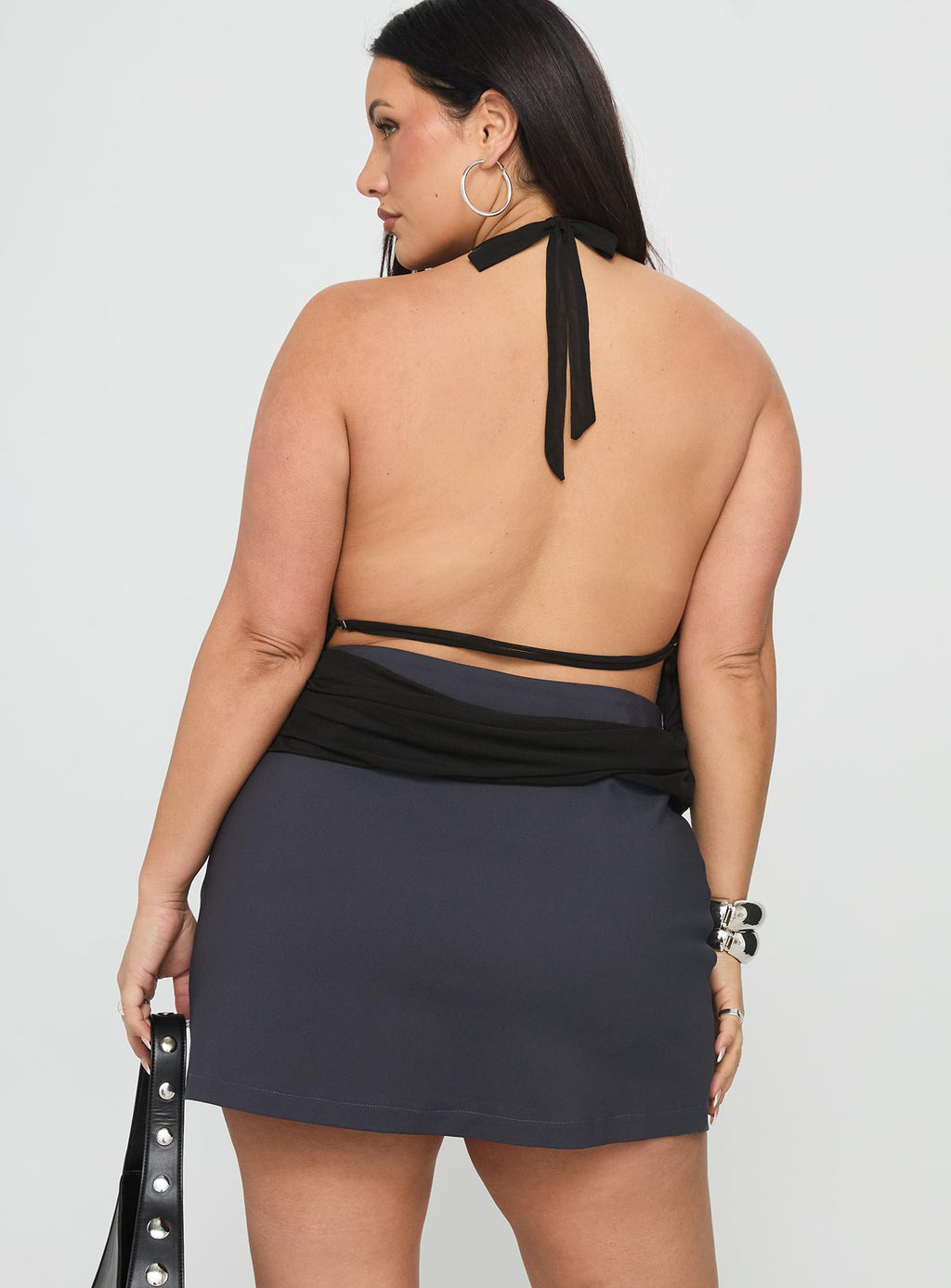Nicholie Mini Skirt Charcoal Curve