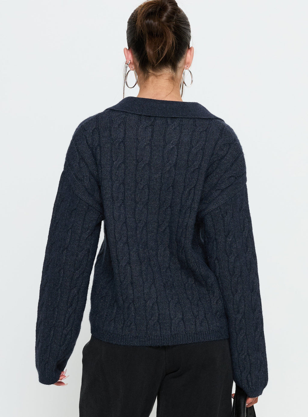 Brodey Collared Cable Knit Sweater Navy