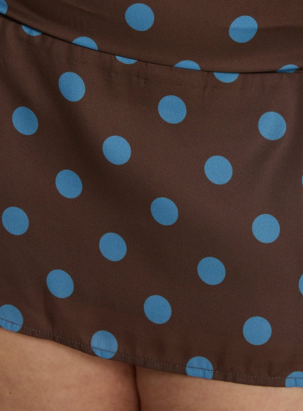 Elicia Ruched Mini Skirt Brown / Blue Polka Dot Curve