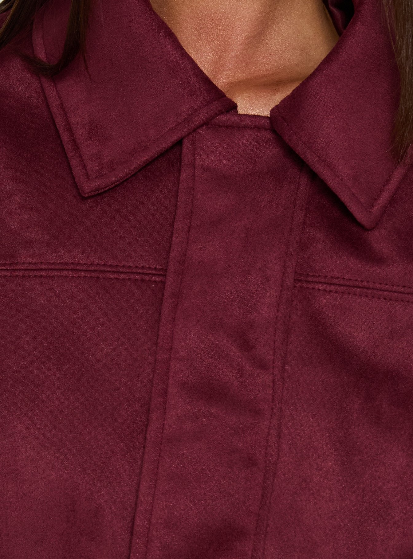 Enlightened Faux Suede Bomber Jacket Burgundy