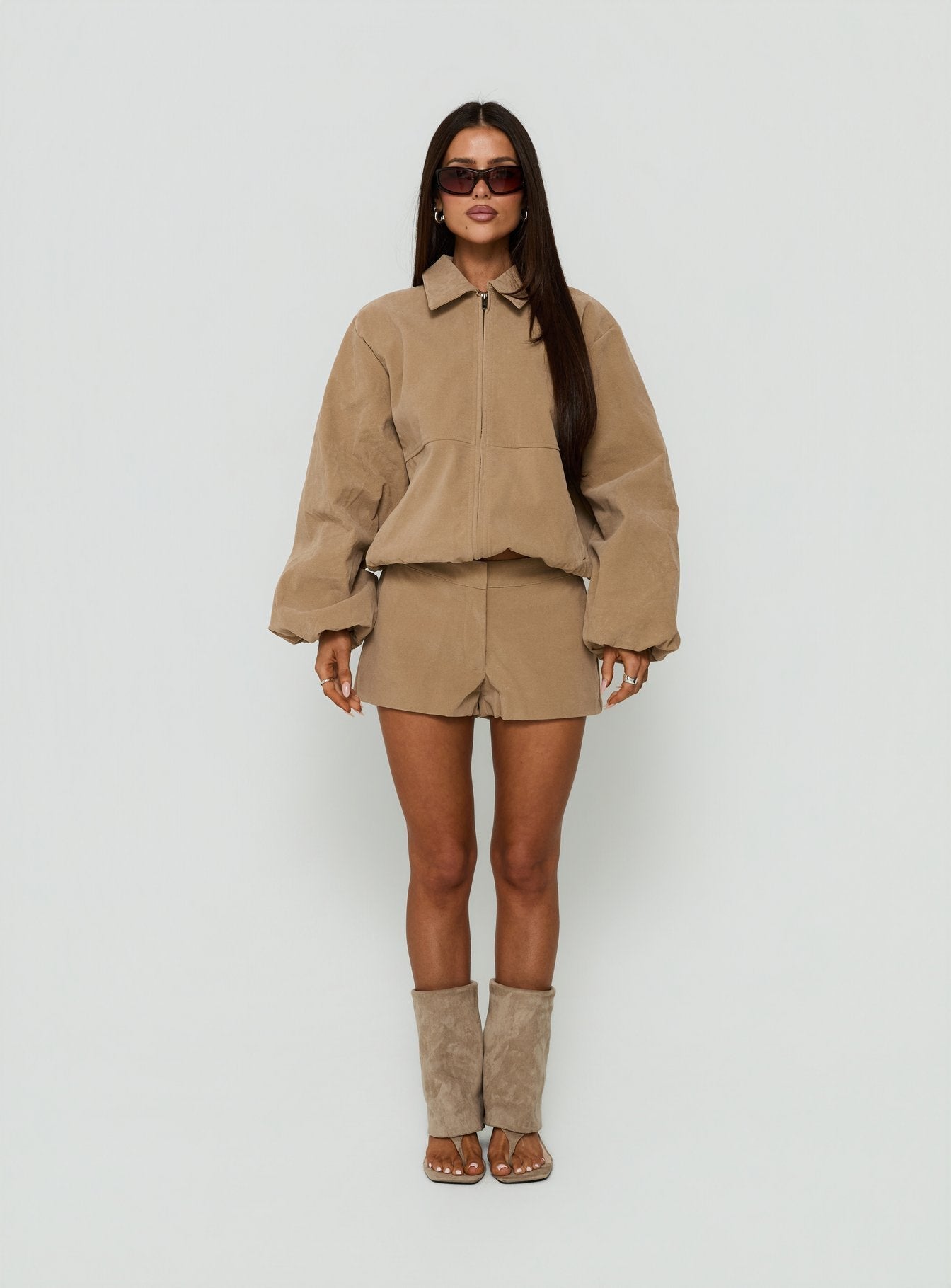 Esmeya Faux Suede Shorts Beige