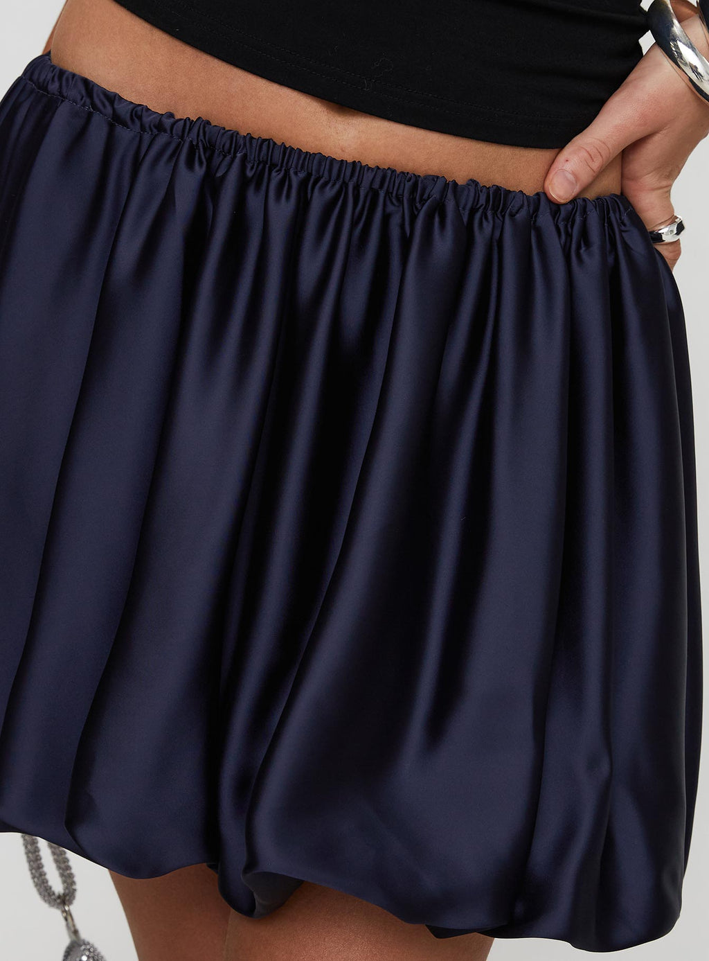 Rubee Bubble Hem Mini Skirt Navy
