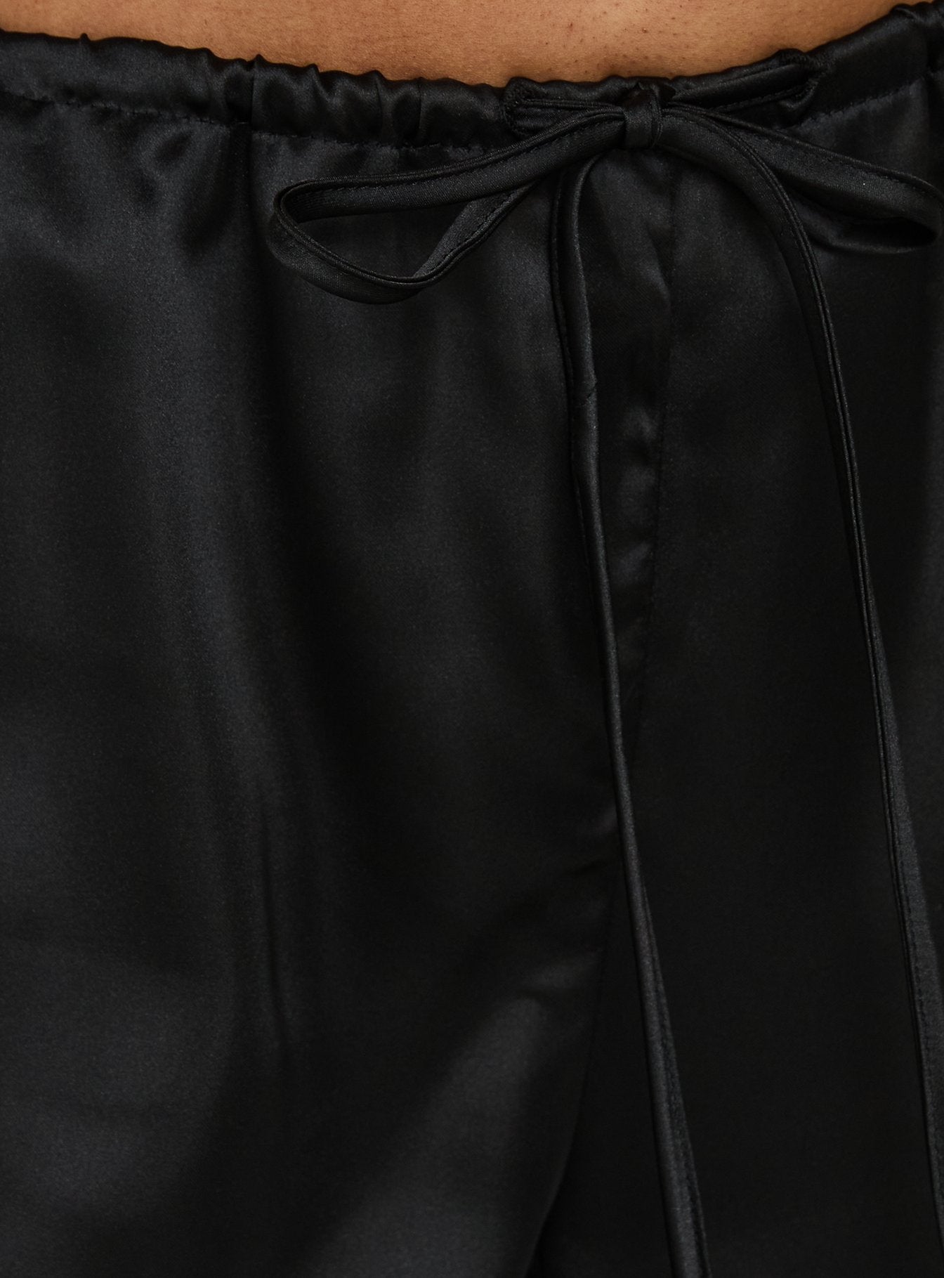 Sozeri Low Rise Long Line Satin Short Black