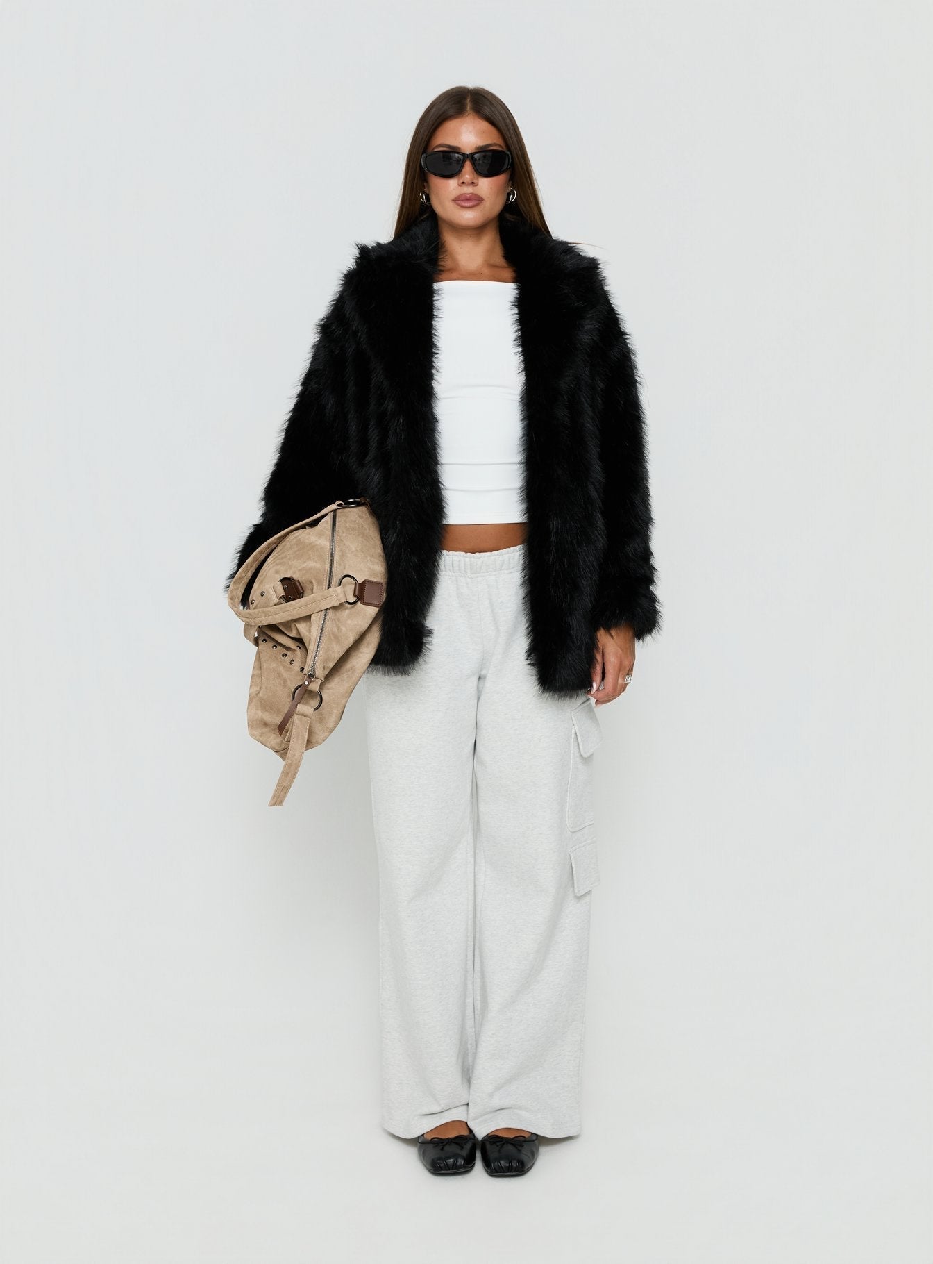 Super Trouper Faux Fur Jacket Black