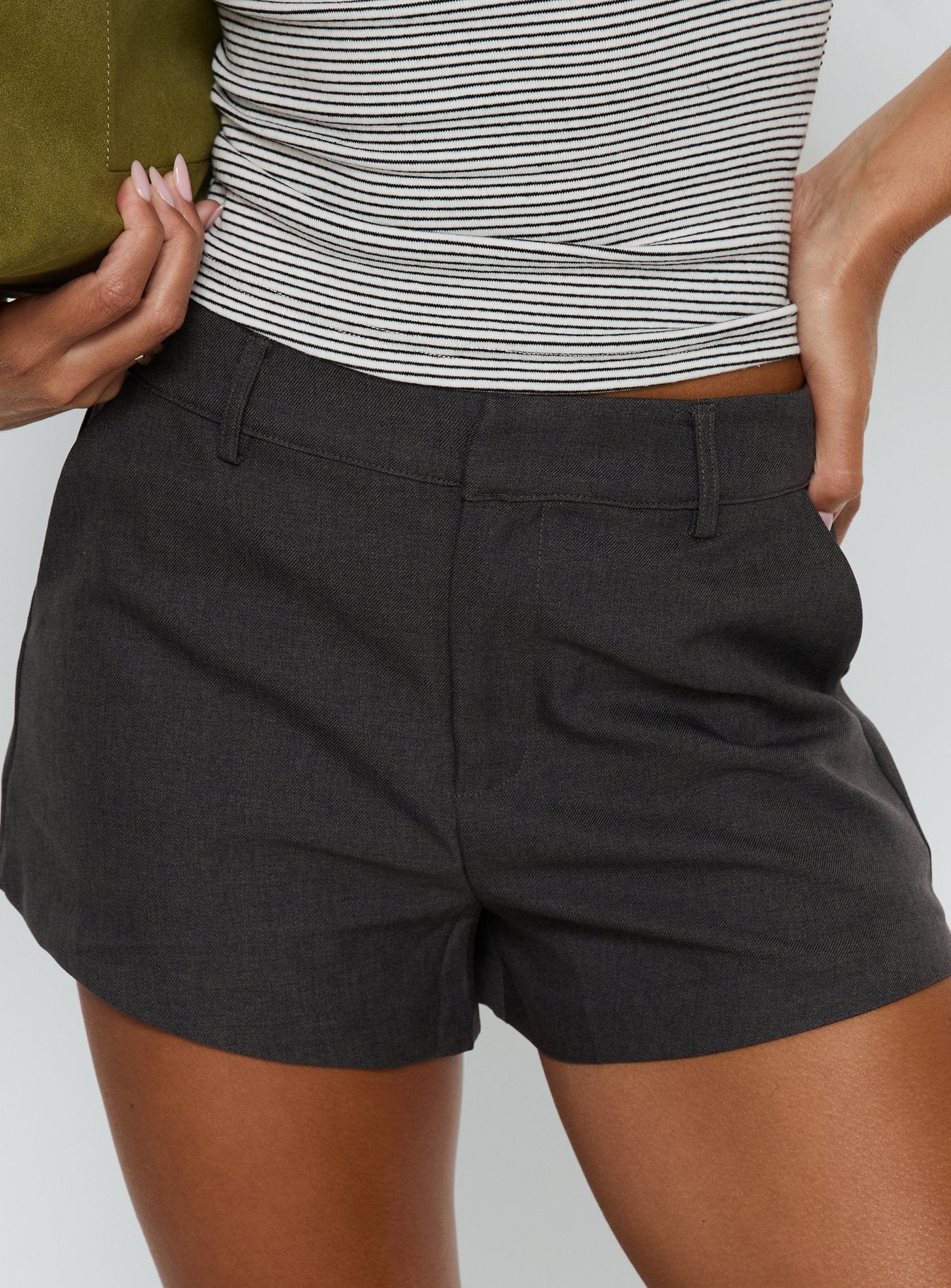 Chivon A Line Tailored Shorts Grey