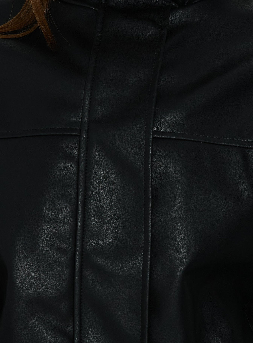 Dialtone Funnel Neck Faux Leather Jacket Black