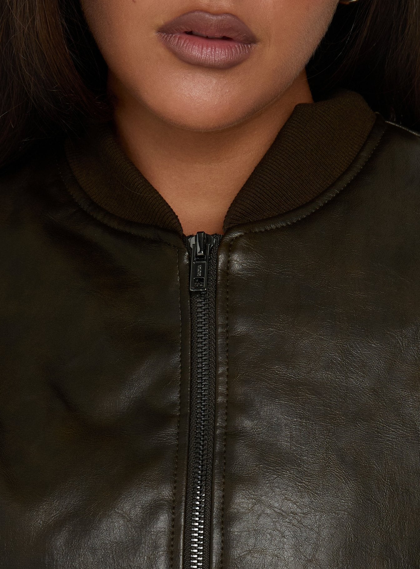 Mastery PU Bomber Jacket Washed Brown