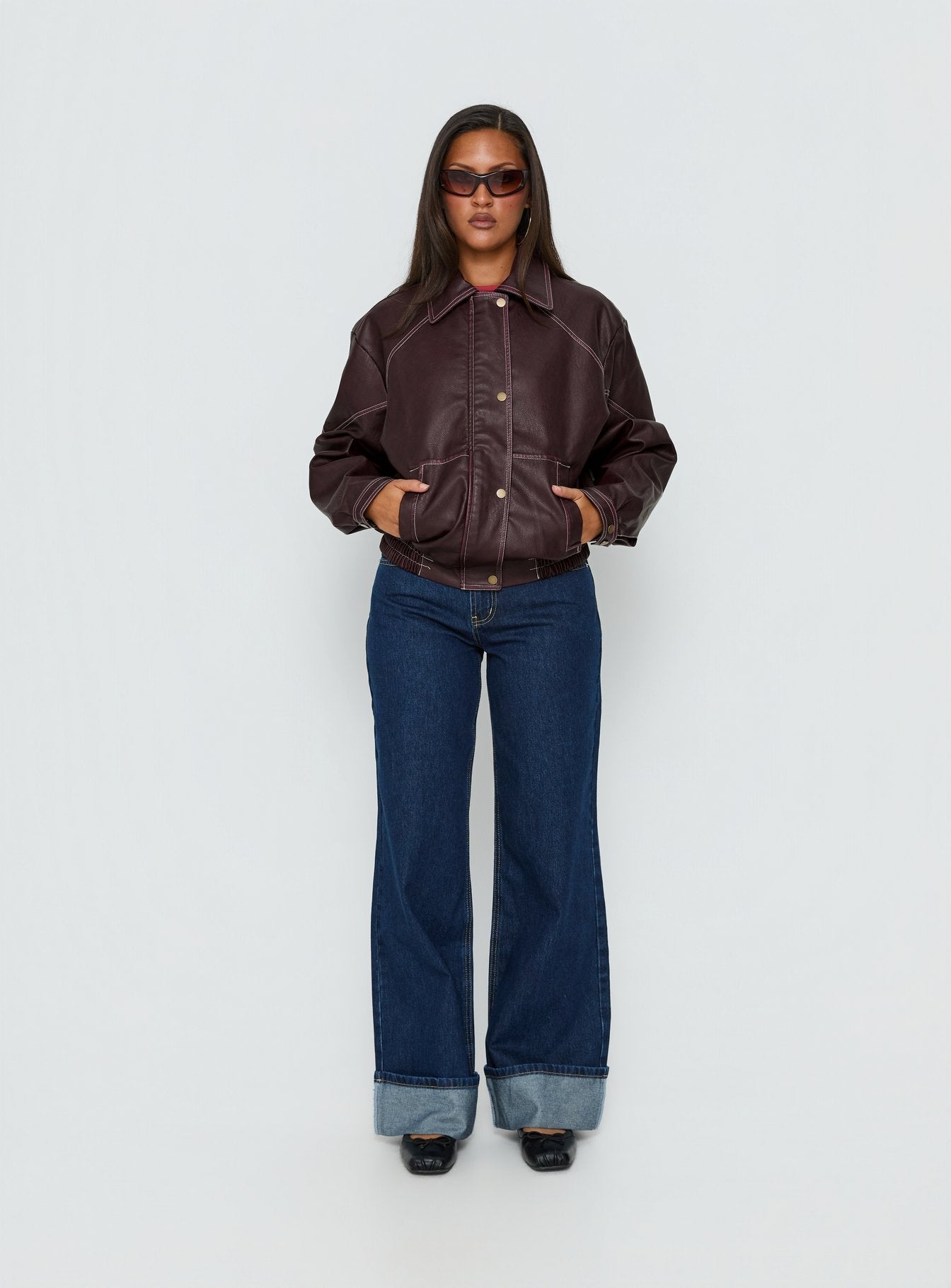 Jaxton Faux Leather Jacket Burgundy
