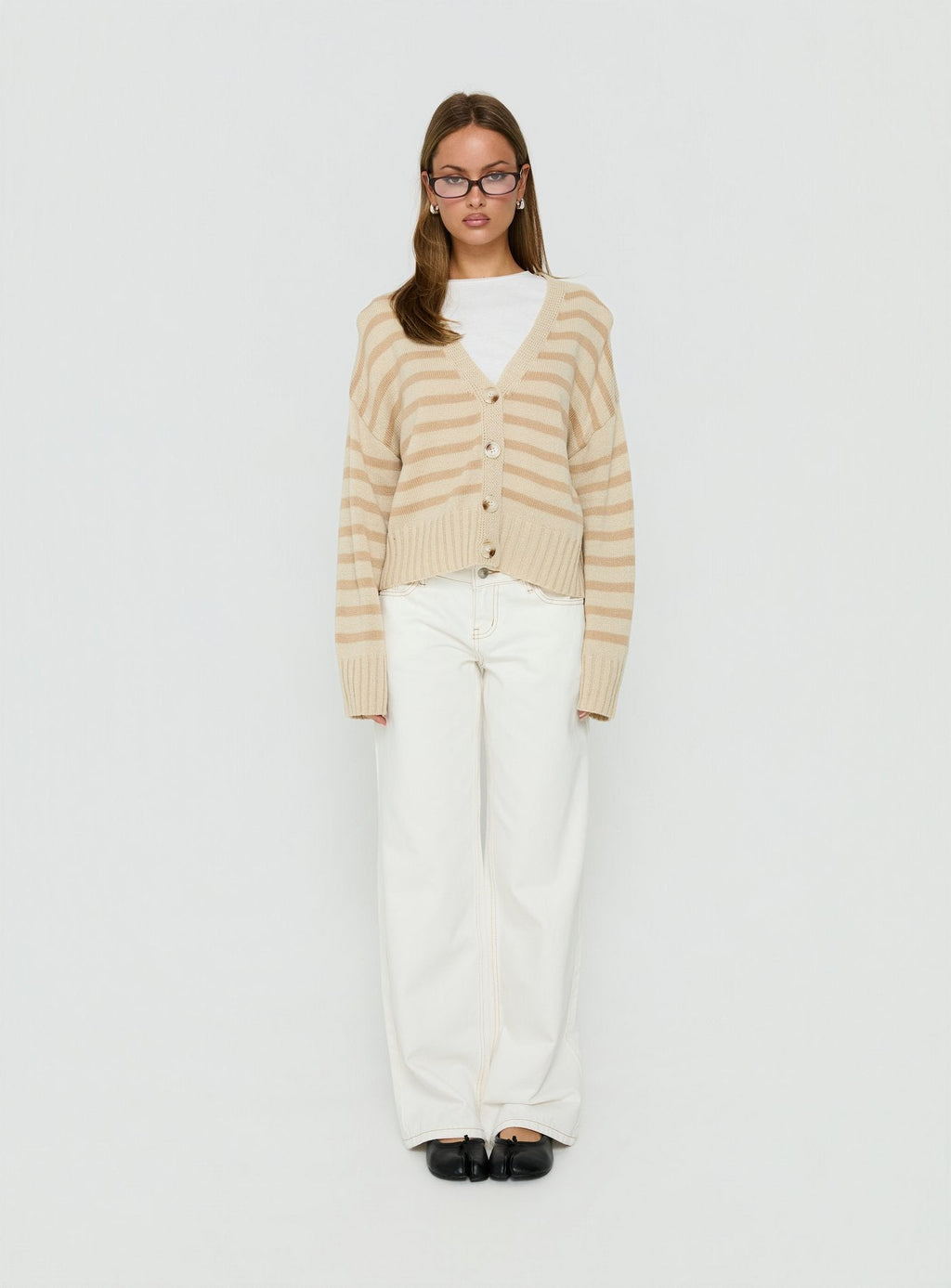 Karlson Striped Cardigan Beige Stripe