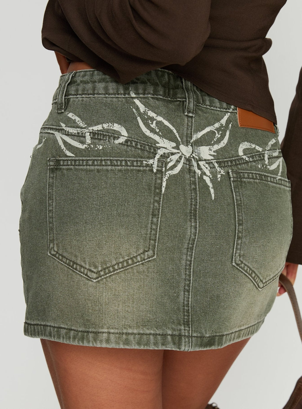 Laynee Butterfly Mini Skirt Washed Green
