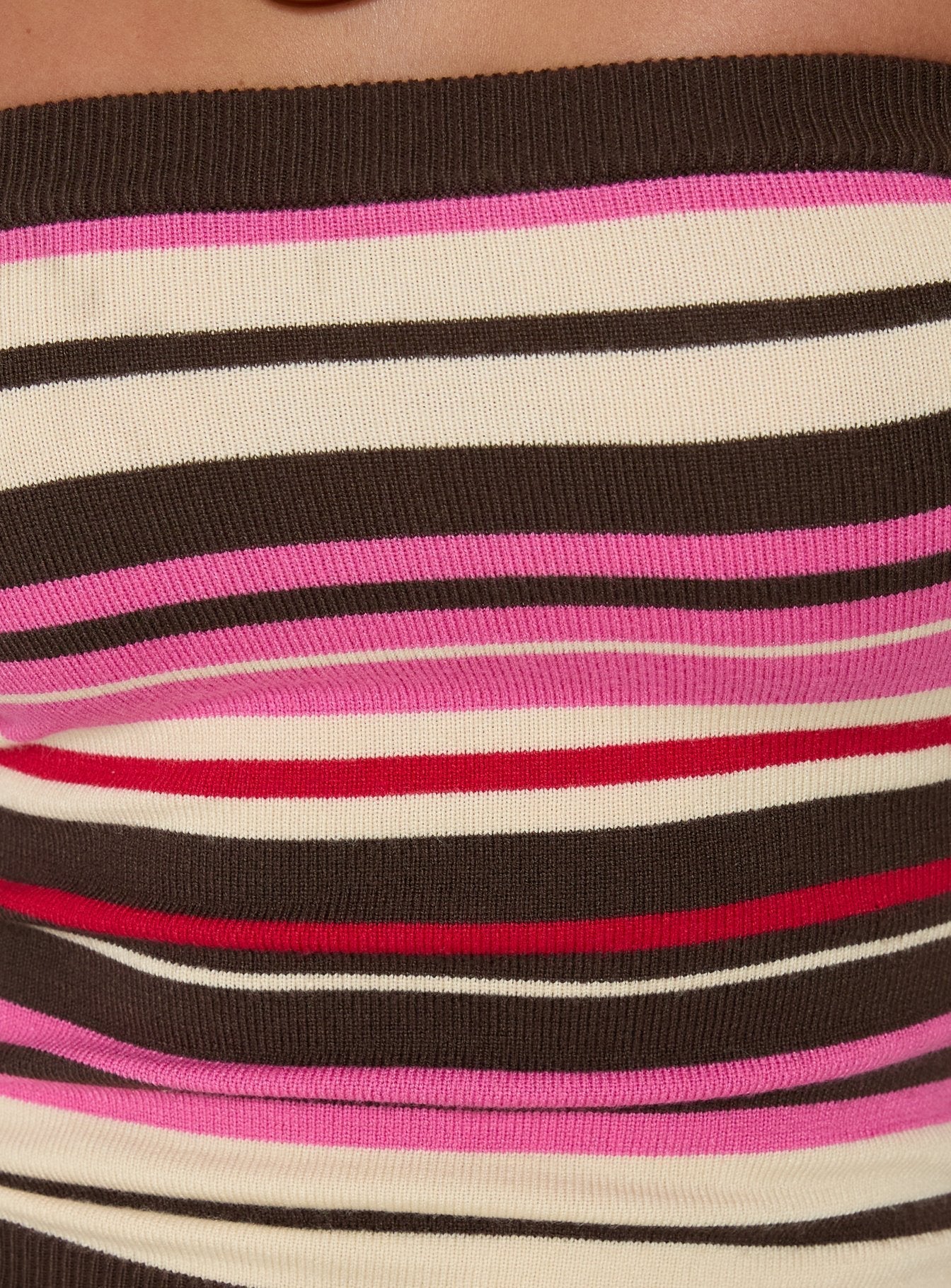 Cleoh Strapless Top Pink / Brown Stripe