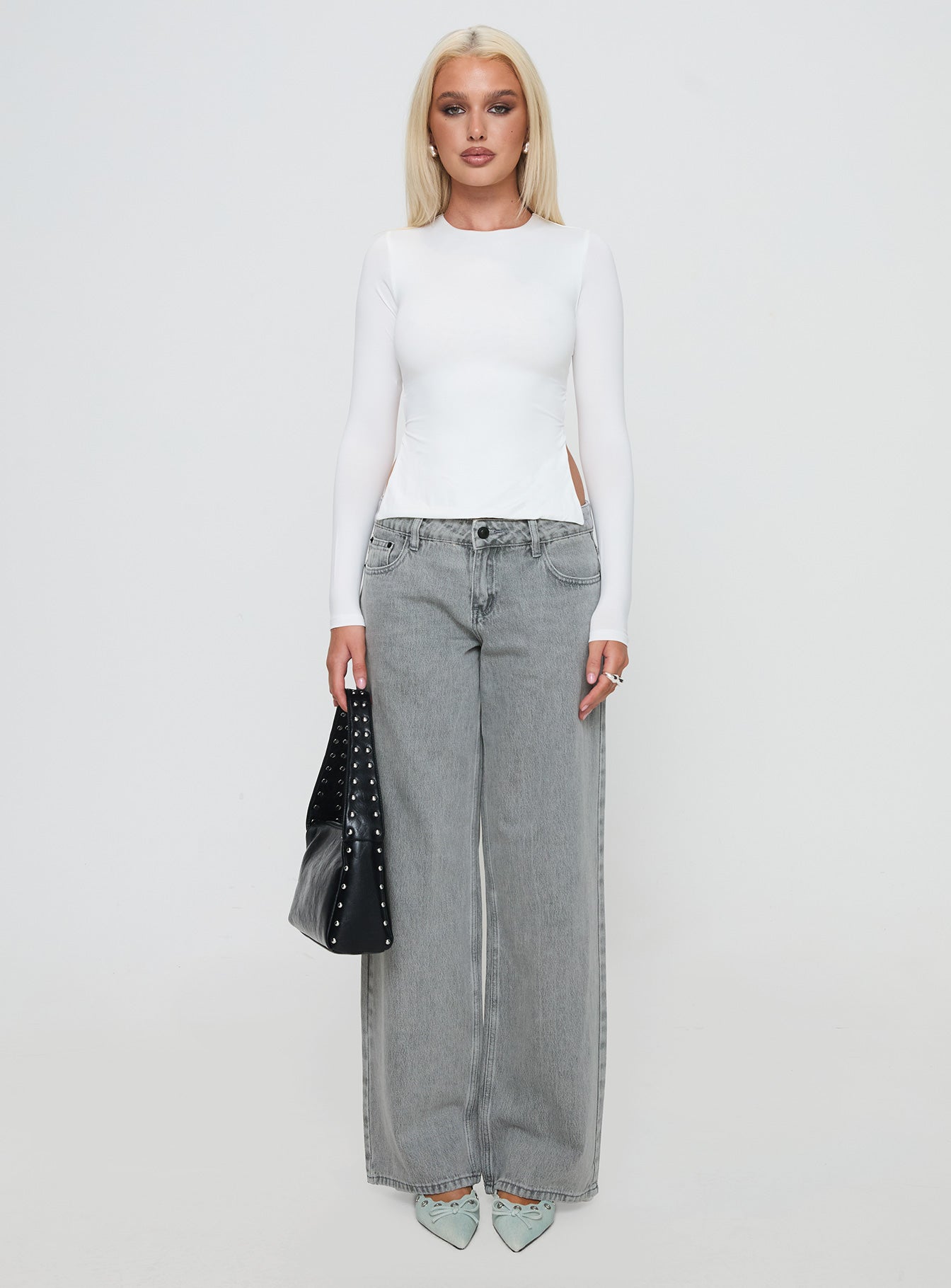 Ellanor Low Rise Straight Leg Jeans Washed Grey Petite