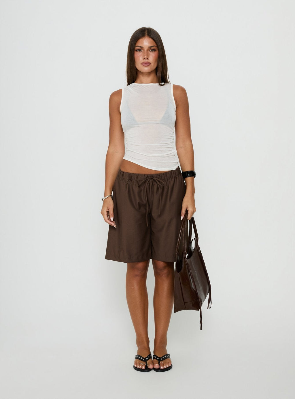 Siren Sun Drawstring Jorts Brown