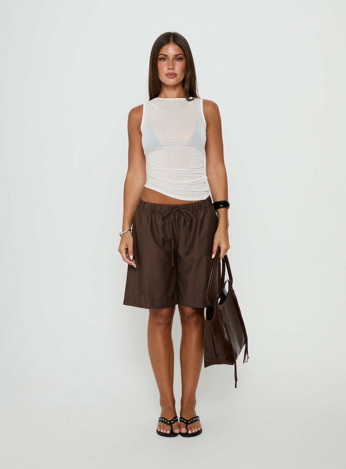 Siren Sun Drawstring Jorts Brown