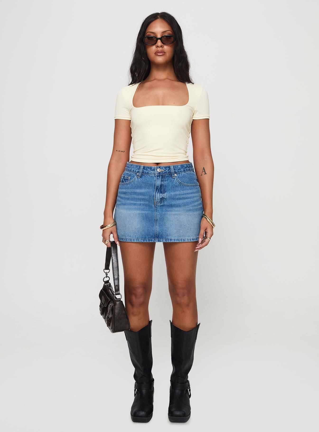 Paulette Denim Mini Skirt Light Wash