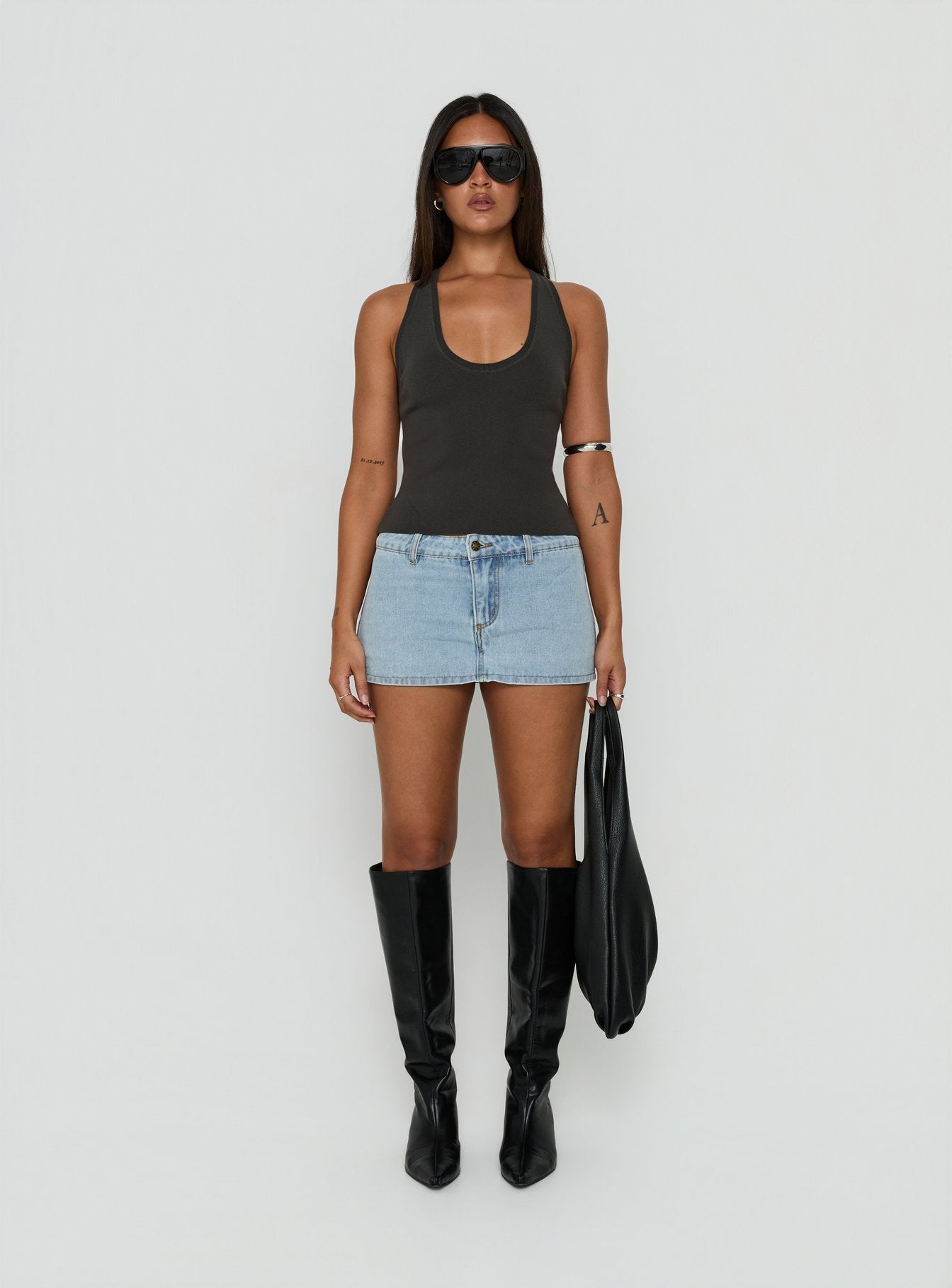 Rhode Denim Mini Skort Light Vintage Blue